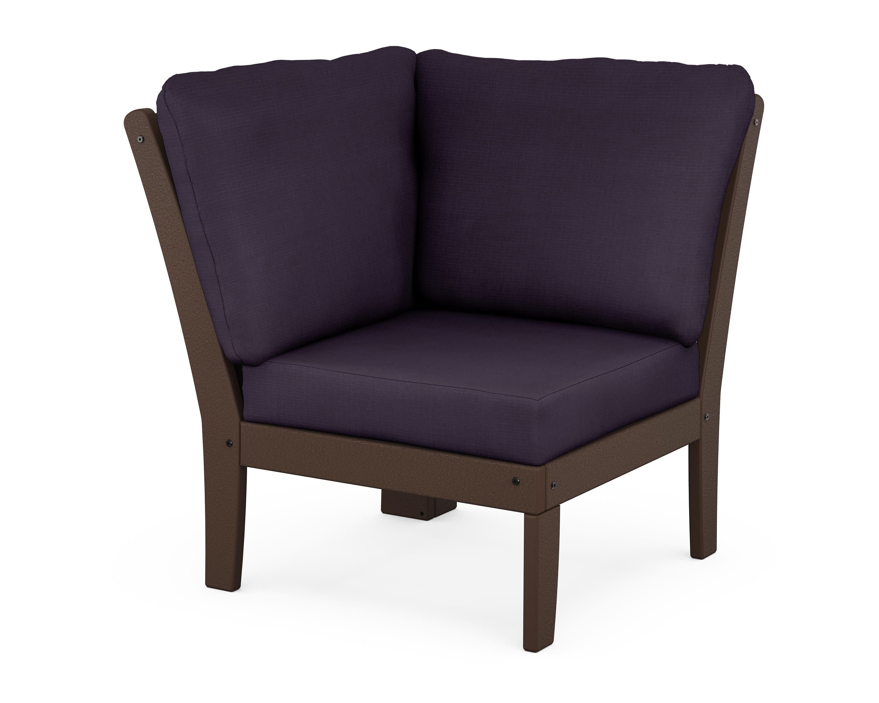 Braxton Modular Corner Chair in Mahogany / Navy Linen