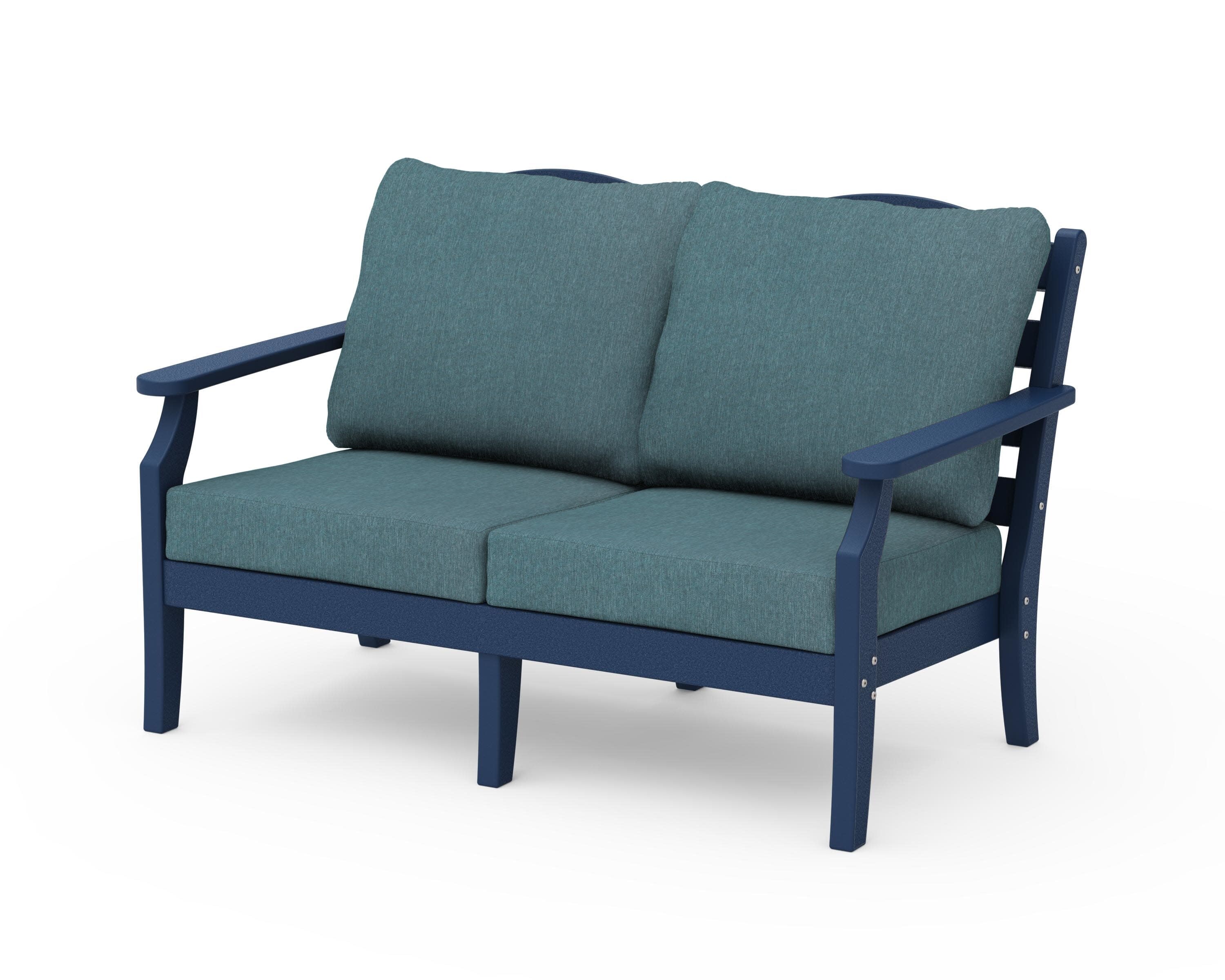 Savannah Deep Seating Loveseat in Navy / Ocean Teal