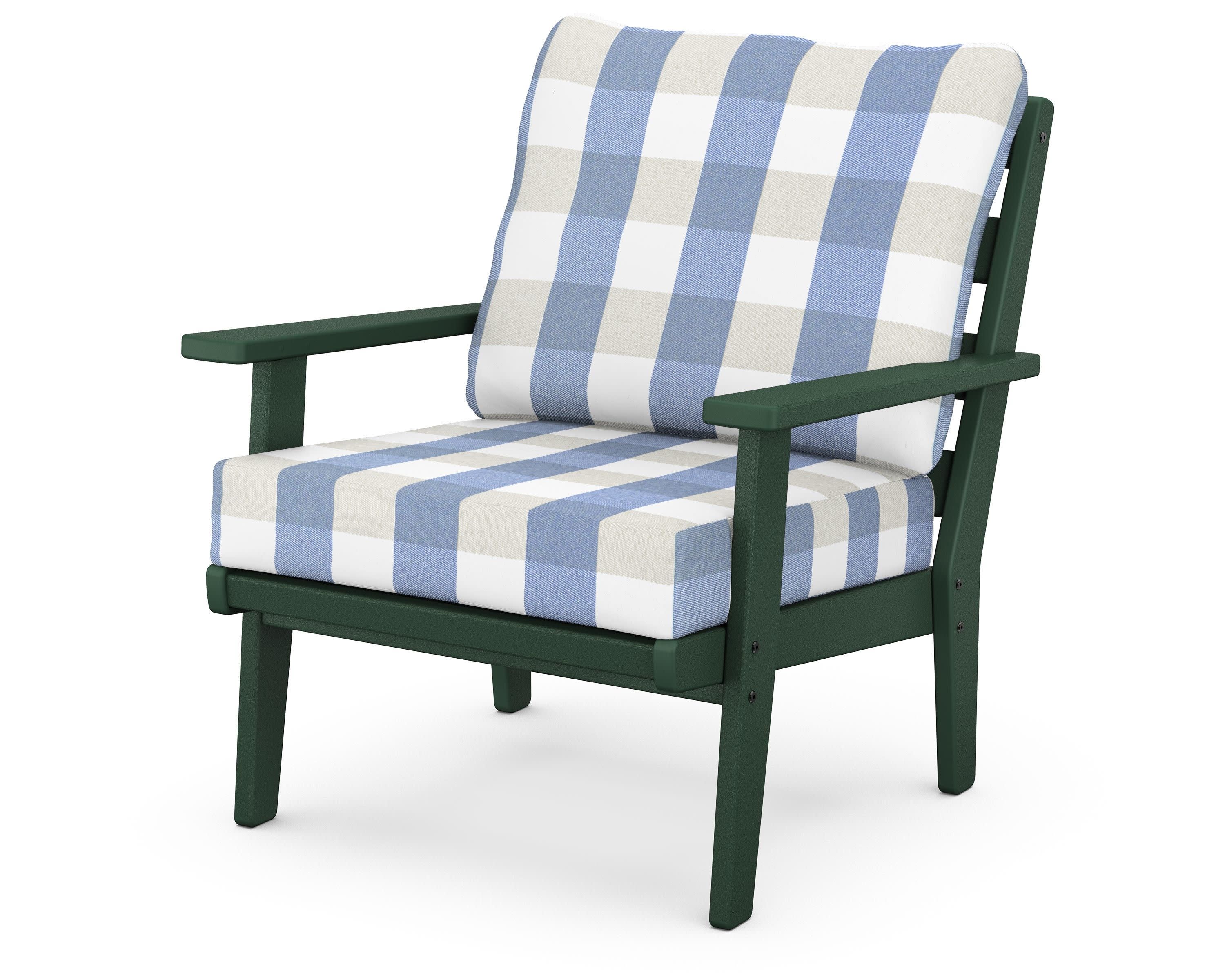 Grant Park Deep Seating Chair in Green / Buffalo Plaid Sky Blue