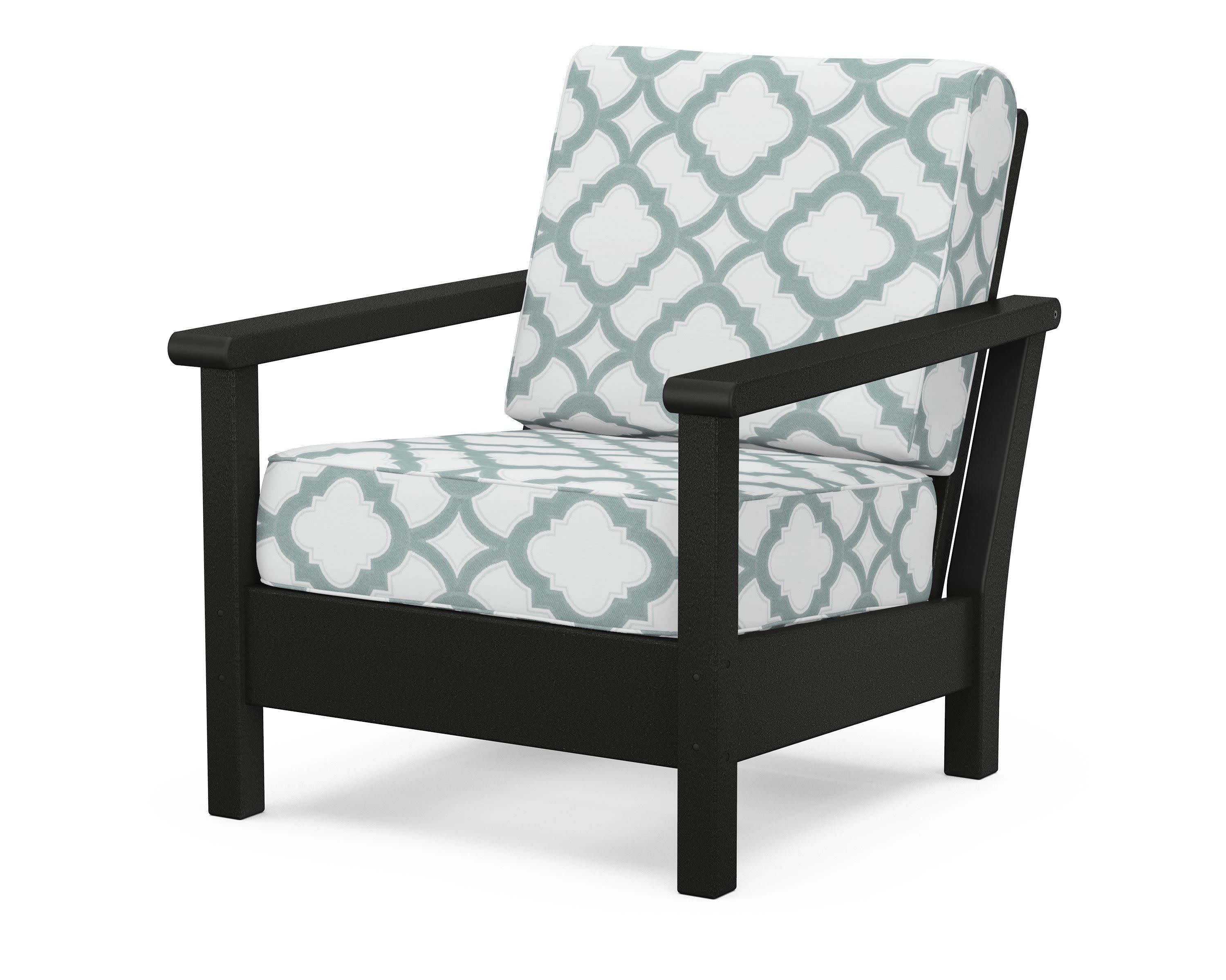 Harbour Deep Seating Chair in Black / Trellis Glacier Spa