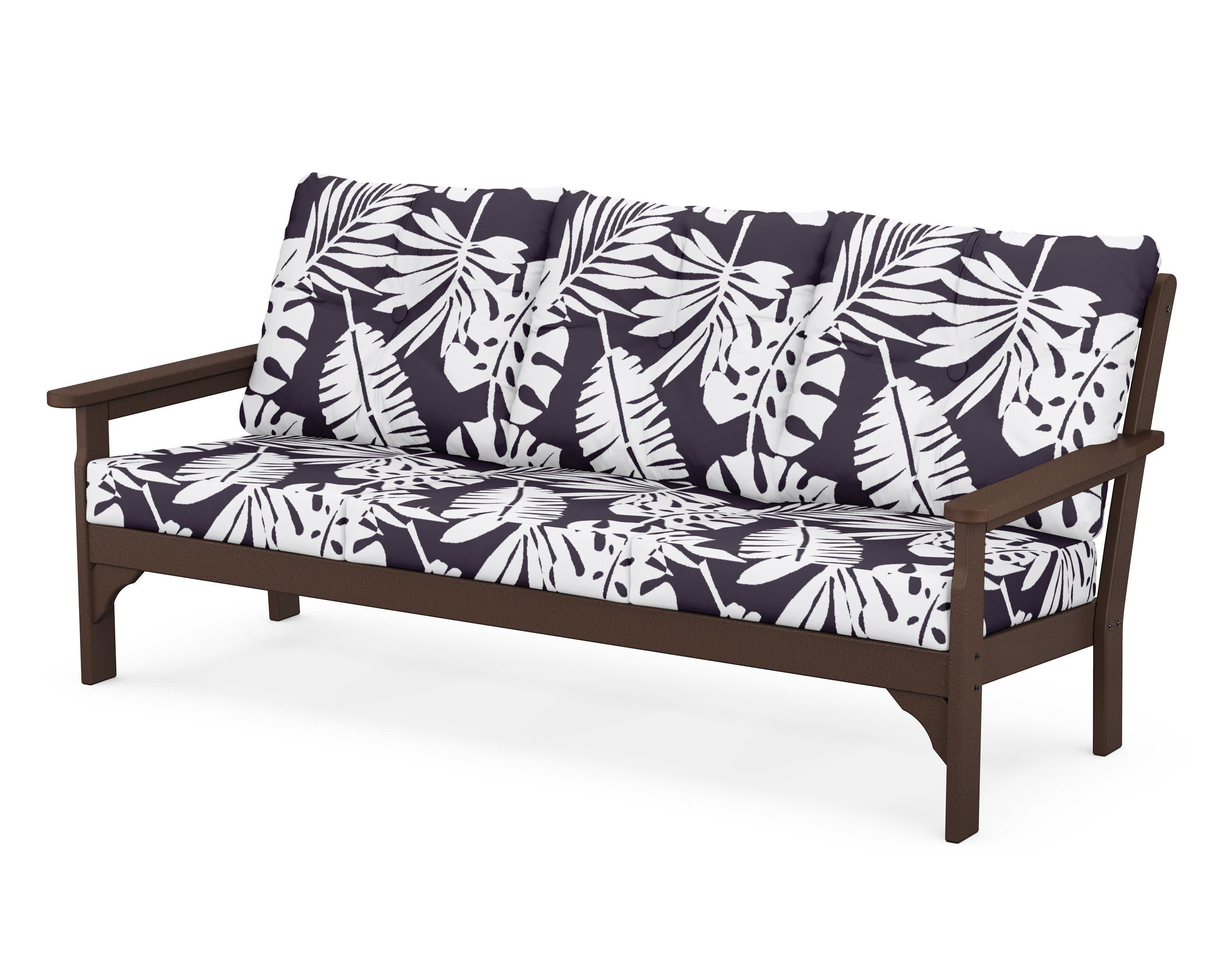 Vineyard Deep Seating Sofa in Mahogany / Leaf Navy