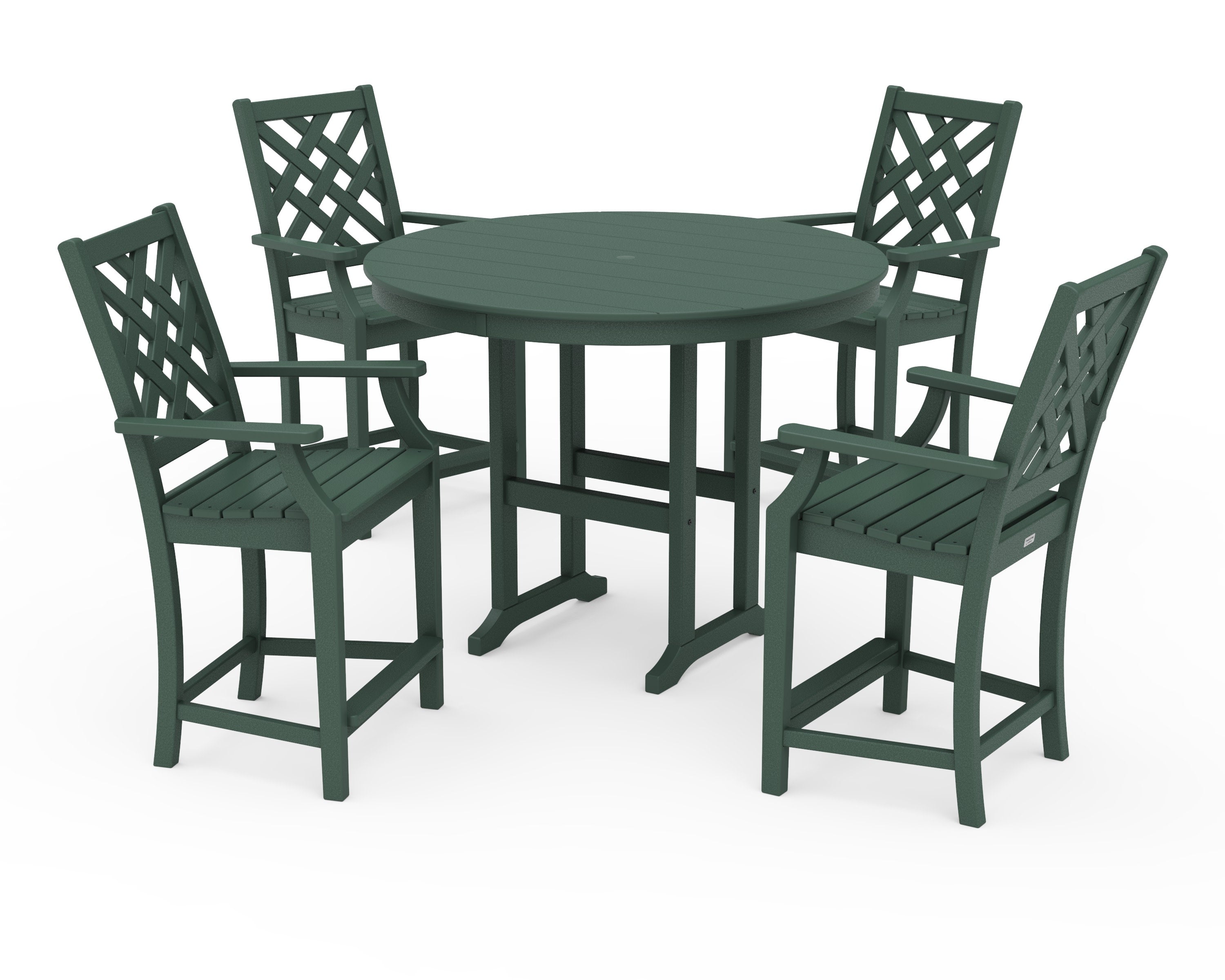 Wovendale 5-Piece Round Farmhouse Counter Set in Green