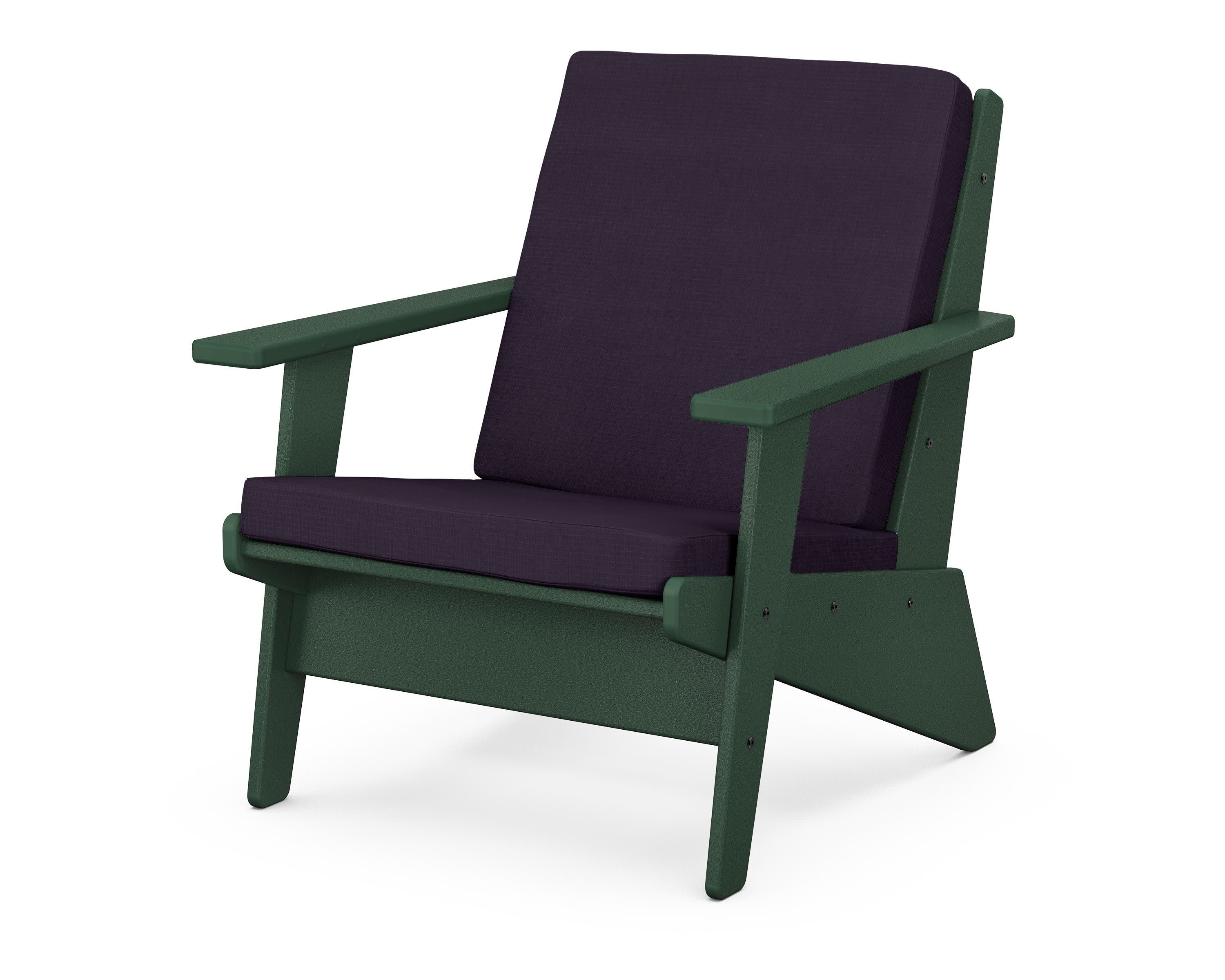 Riviera Modern Lounge Chair in Green / Navy Linen