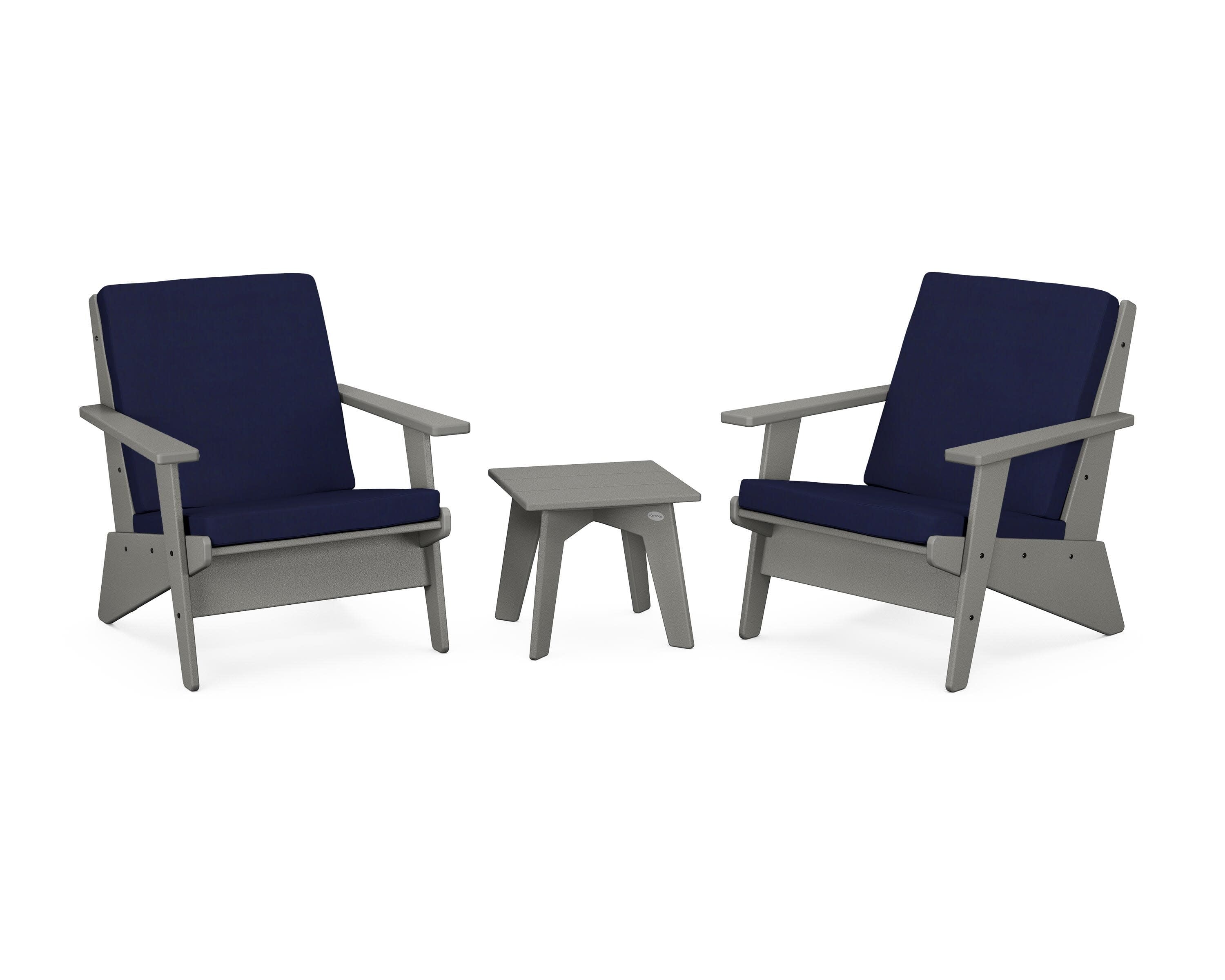 Riviera Modern Lounge 3-Piece Set in Slate Grey / Navy