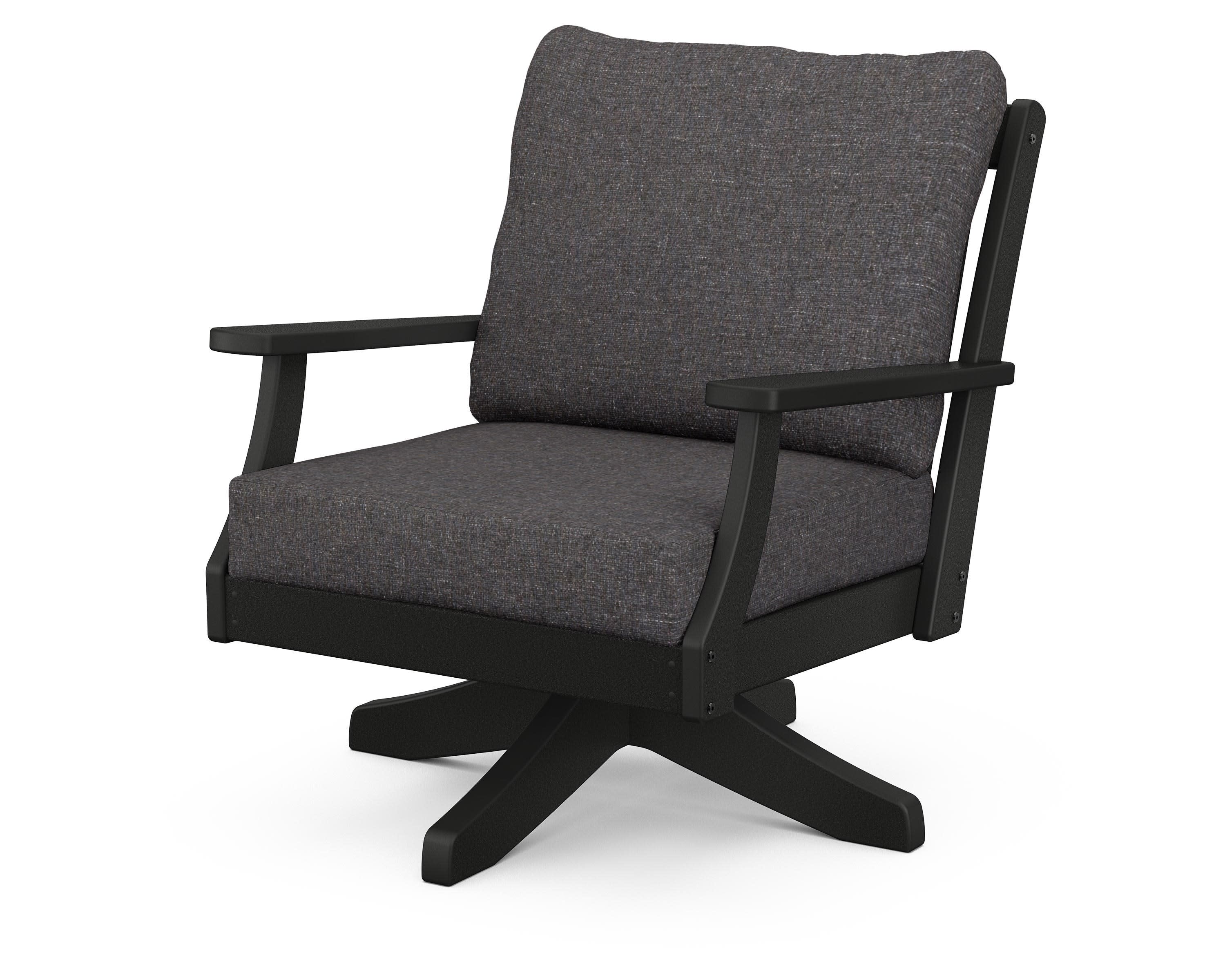 Braxton Deep Seating Swivel Chair in Black / Ash Charcoal