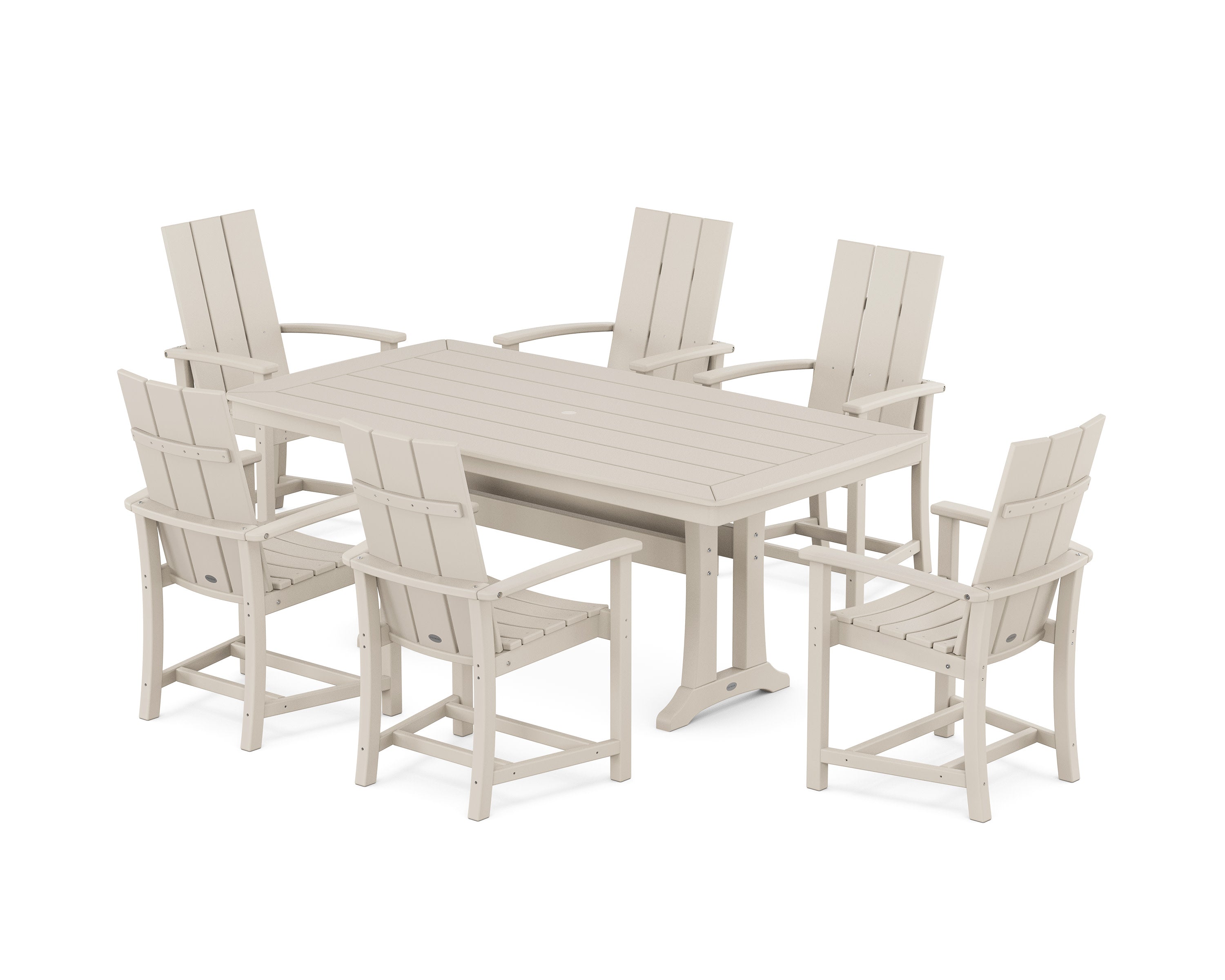 Modern Adirondack 7-Piece Dining Set with Trestle Legs in Sand