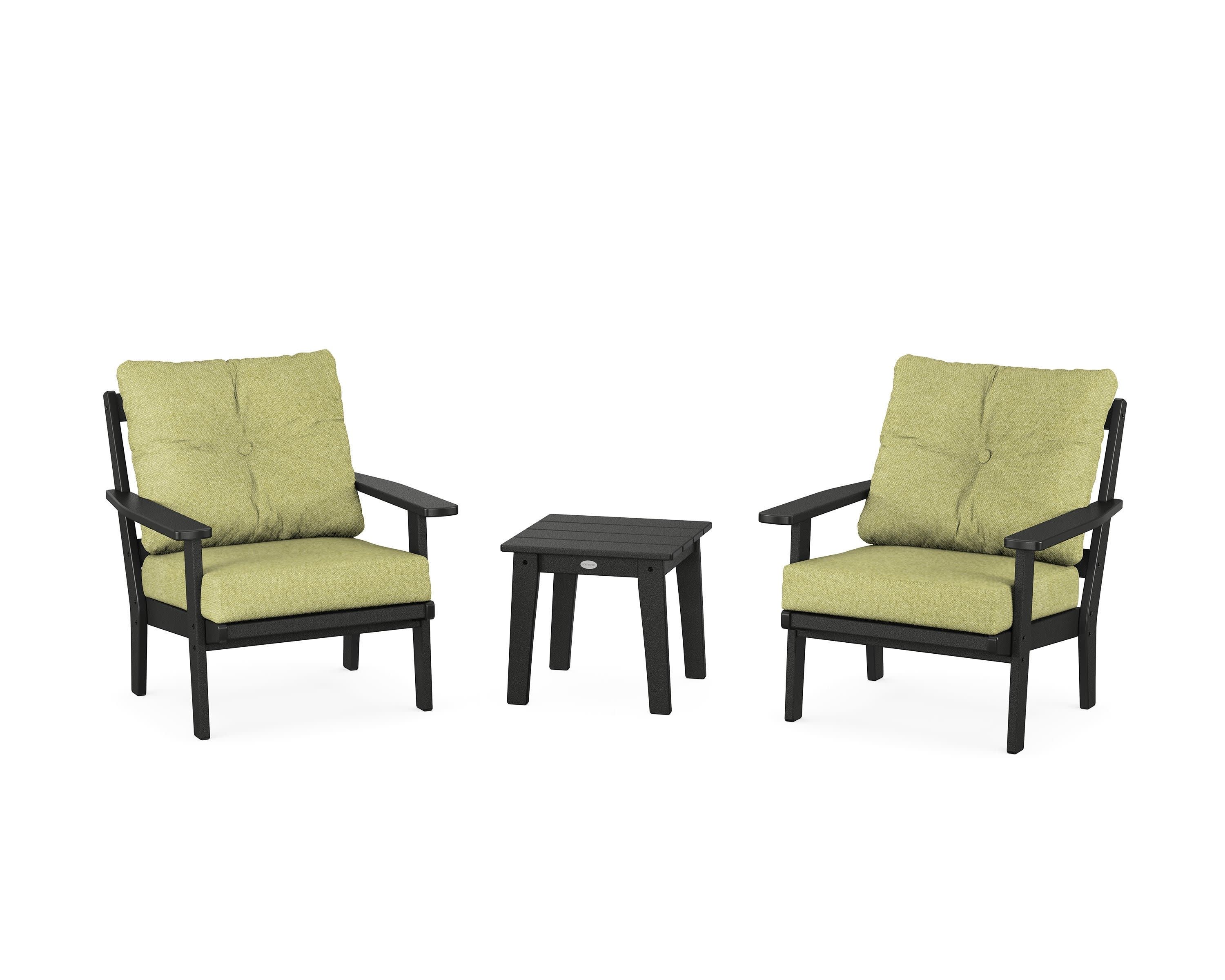 Oxford 3-Piece Deep Seating Set in Black / Chartreuse Boucle