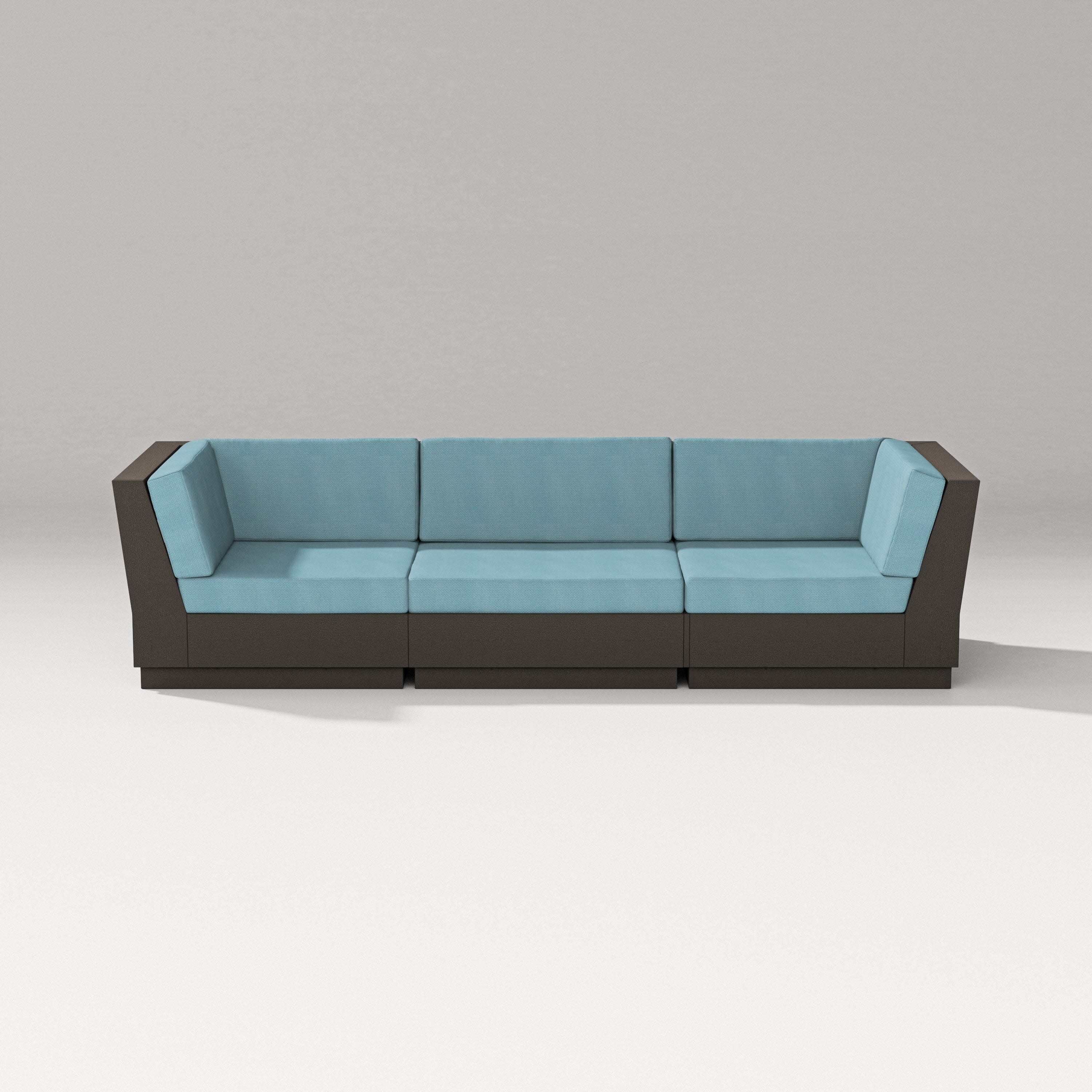 Elevate Sofa Sectional in Vintage Coffee / Lattice Sky Blue