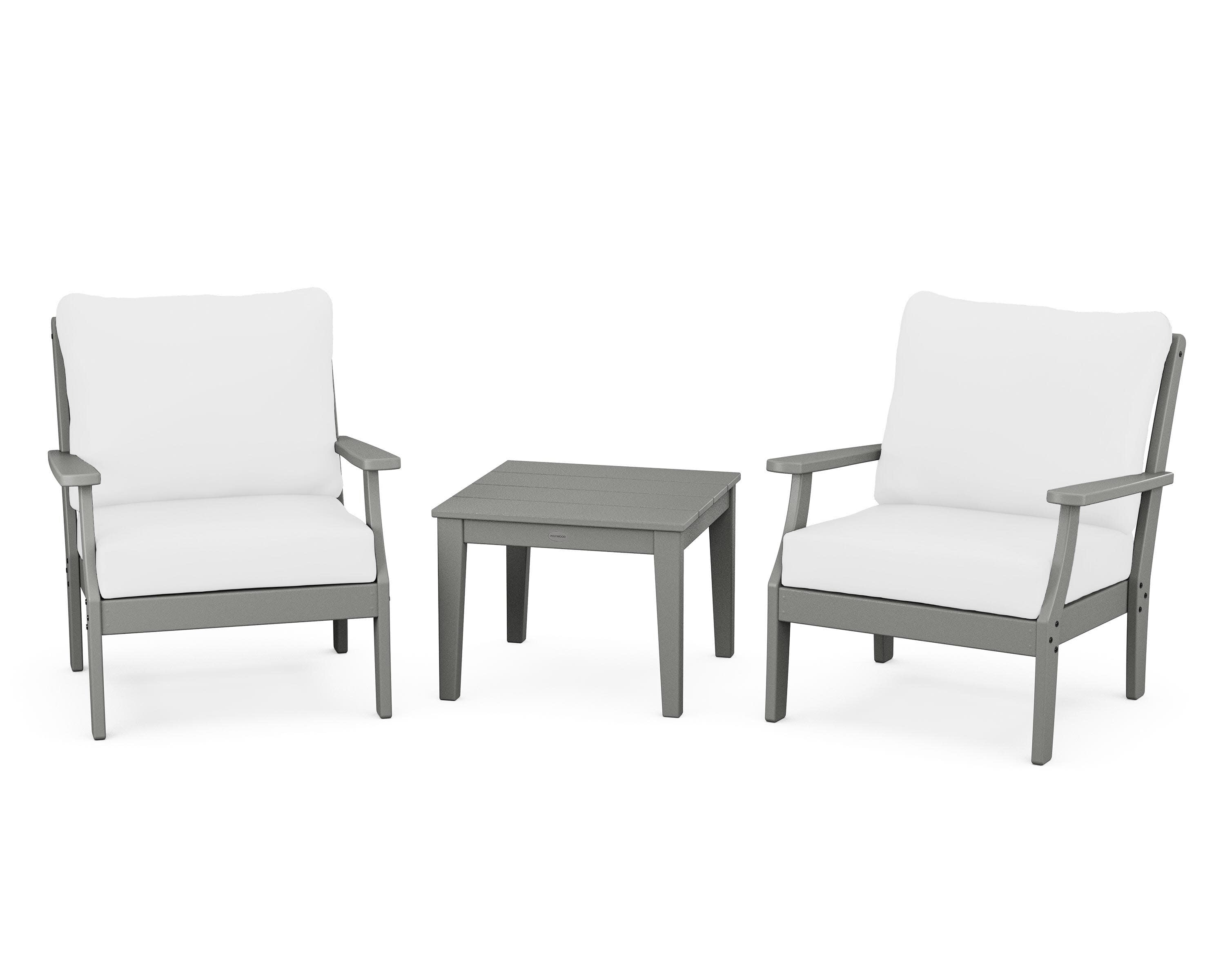 Braxton 3-Piece Deep Seating Set in Slate Grey / Natural