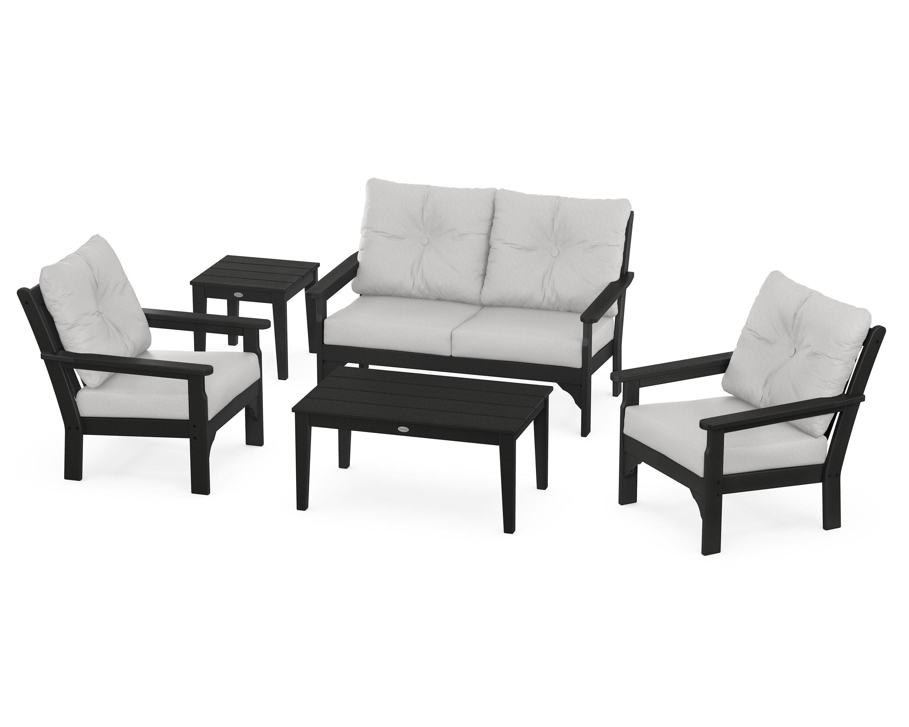 Vineyard 5-Piece Deep Seating Set in Black / Diamond in the Rough