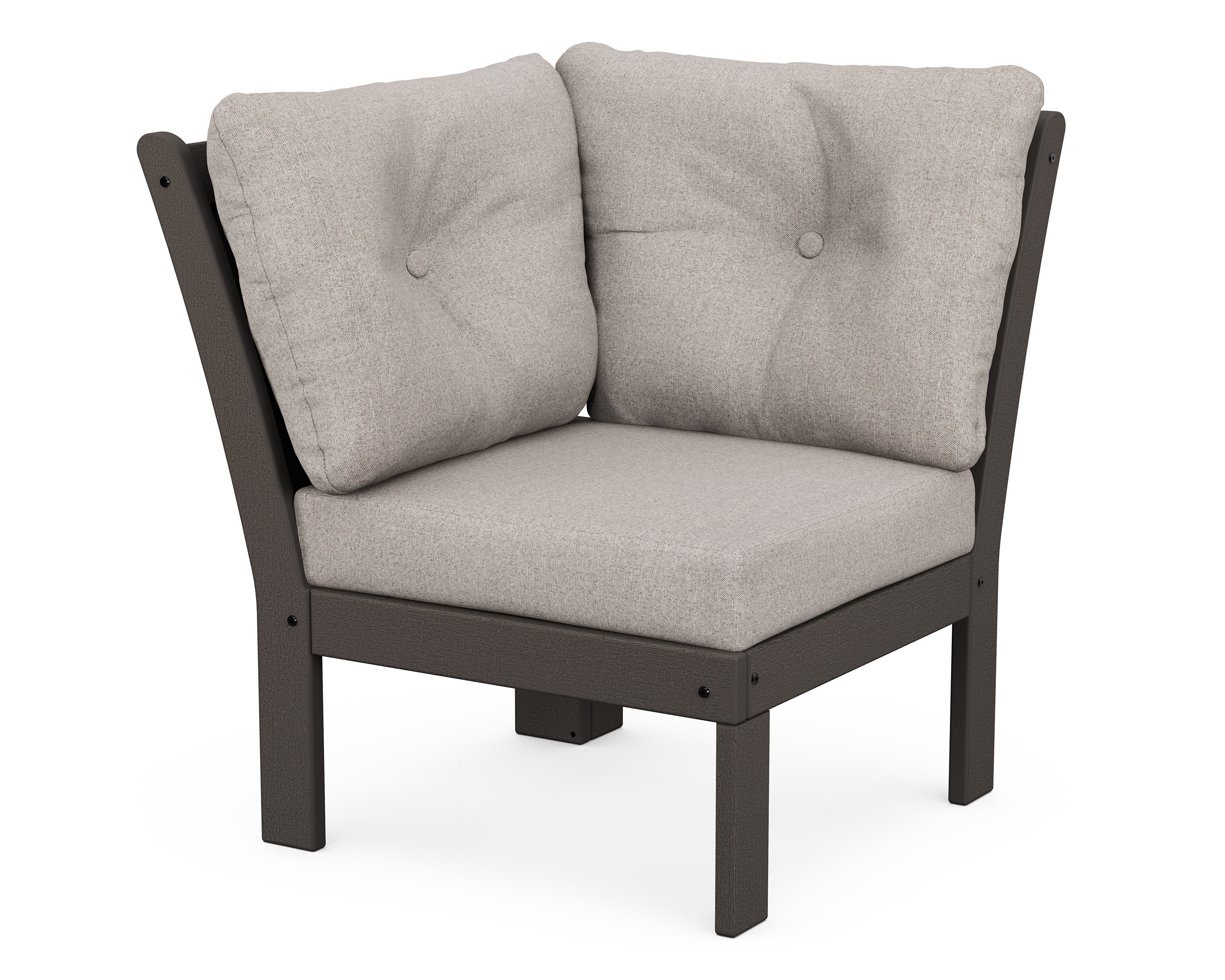 Vineyard Modular Corner Chair in Vintage Coffee / Weathered Tweed