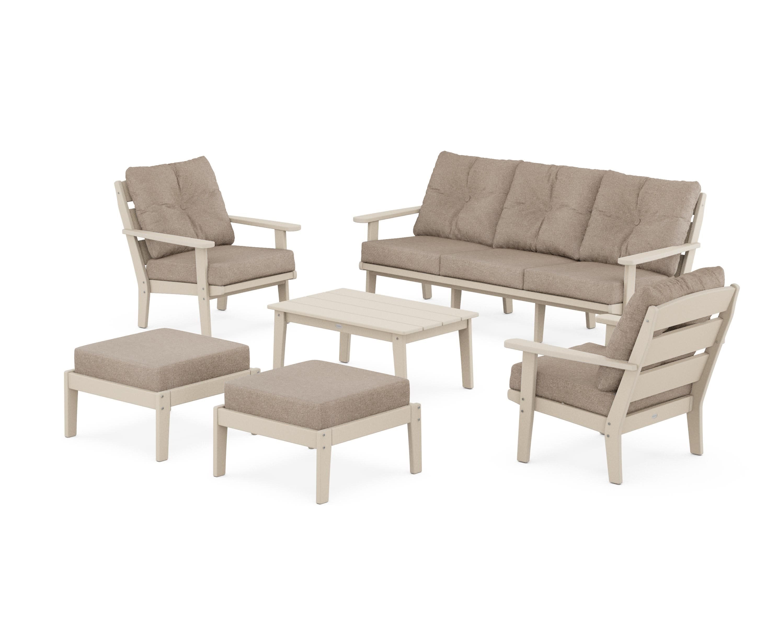 Lakeside 6-Piece Lounge Sofa Set in Sand / Spiced Burlap