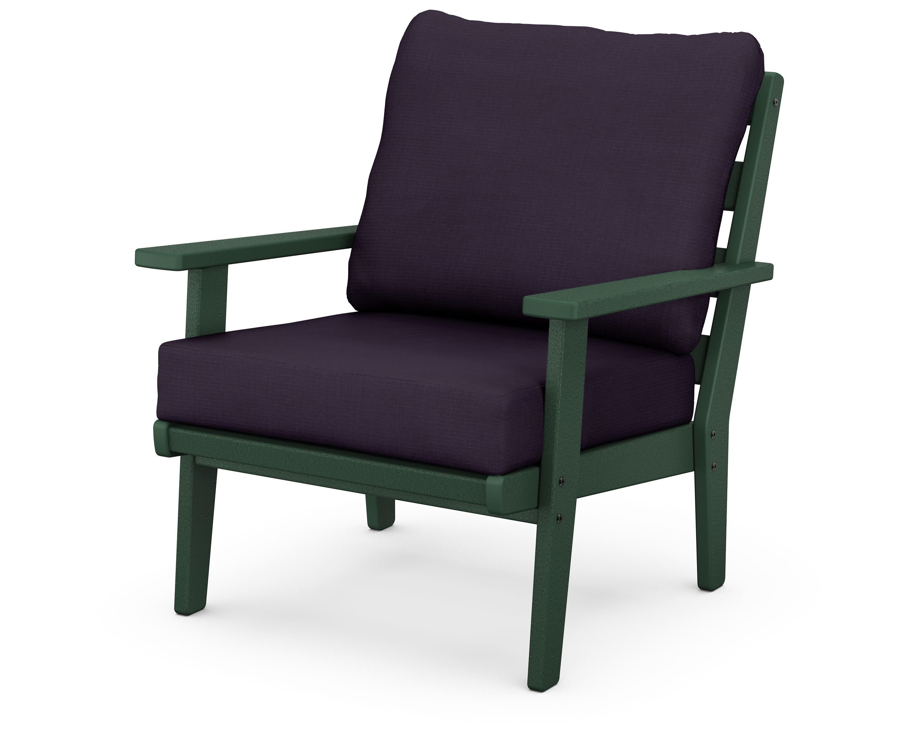 Grant Park Deep Seating Chair in Green / Navy Linen