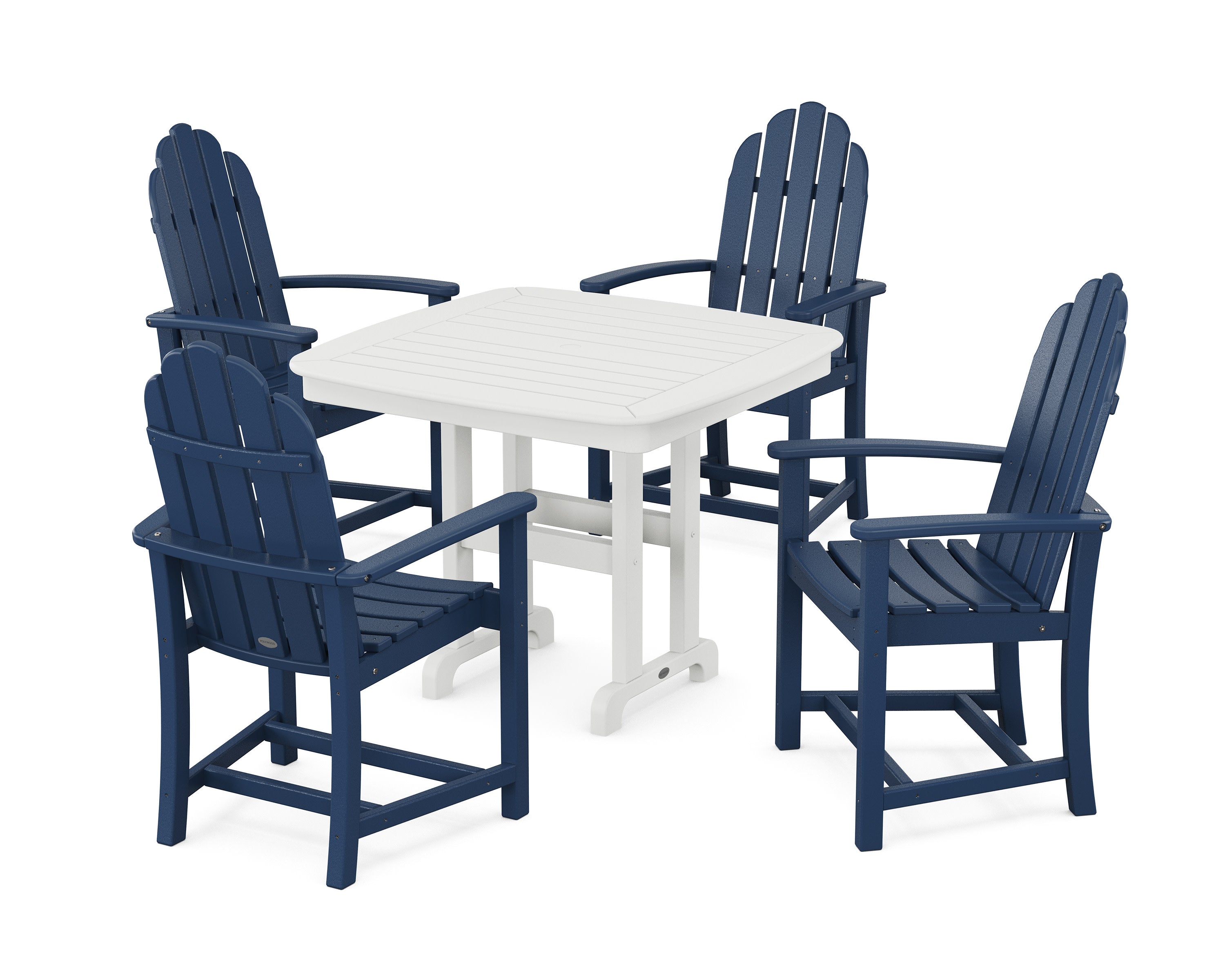 Classic Adirondack 5-Piece Dining Set in Navy / White