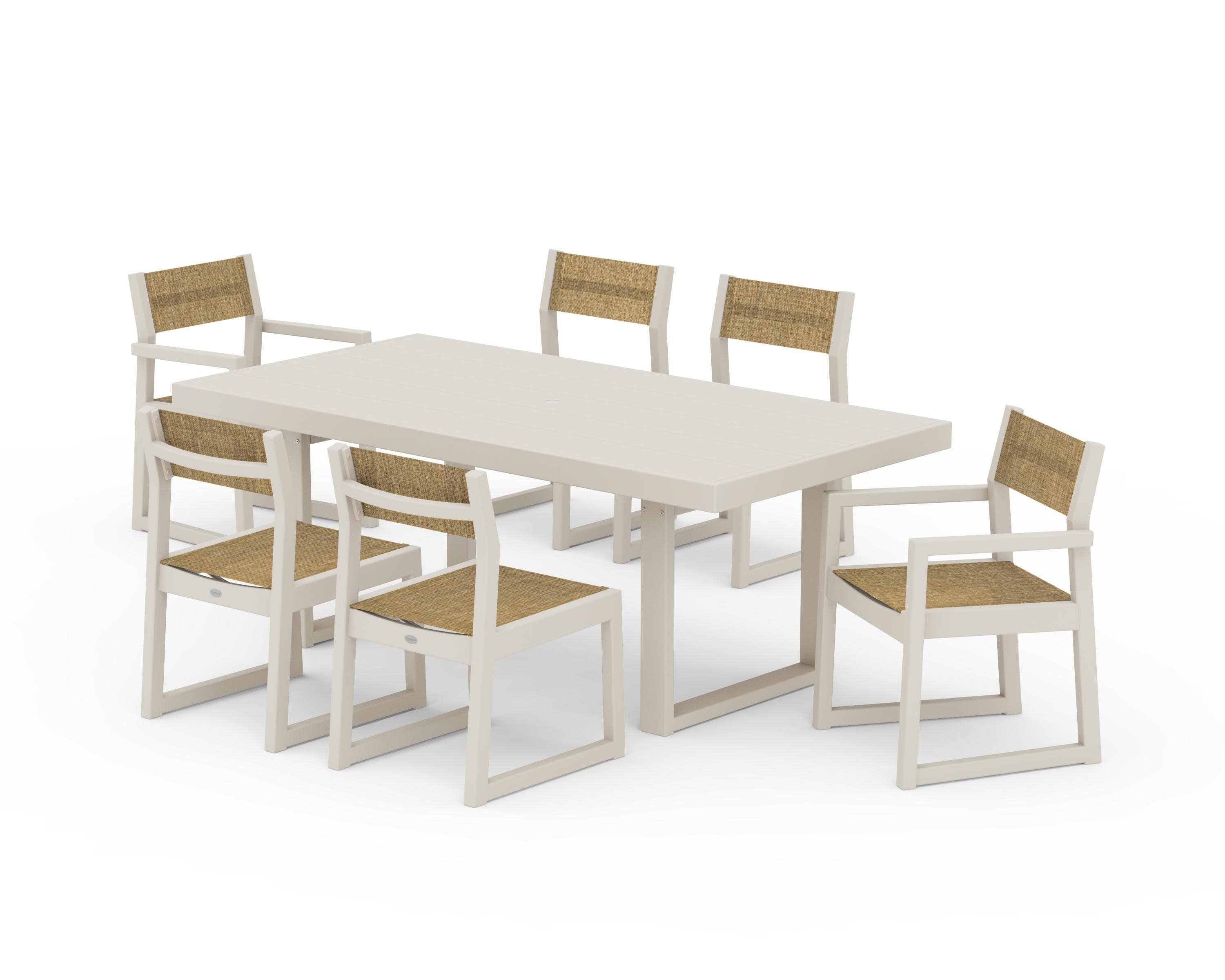 EDGE Sling 7-Piece Dining Set in Sand / Burlap Sling