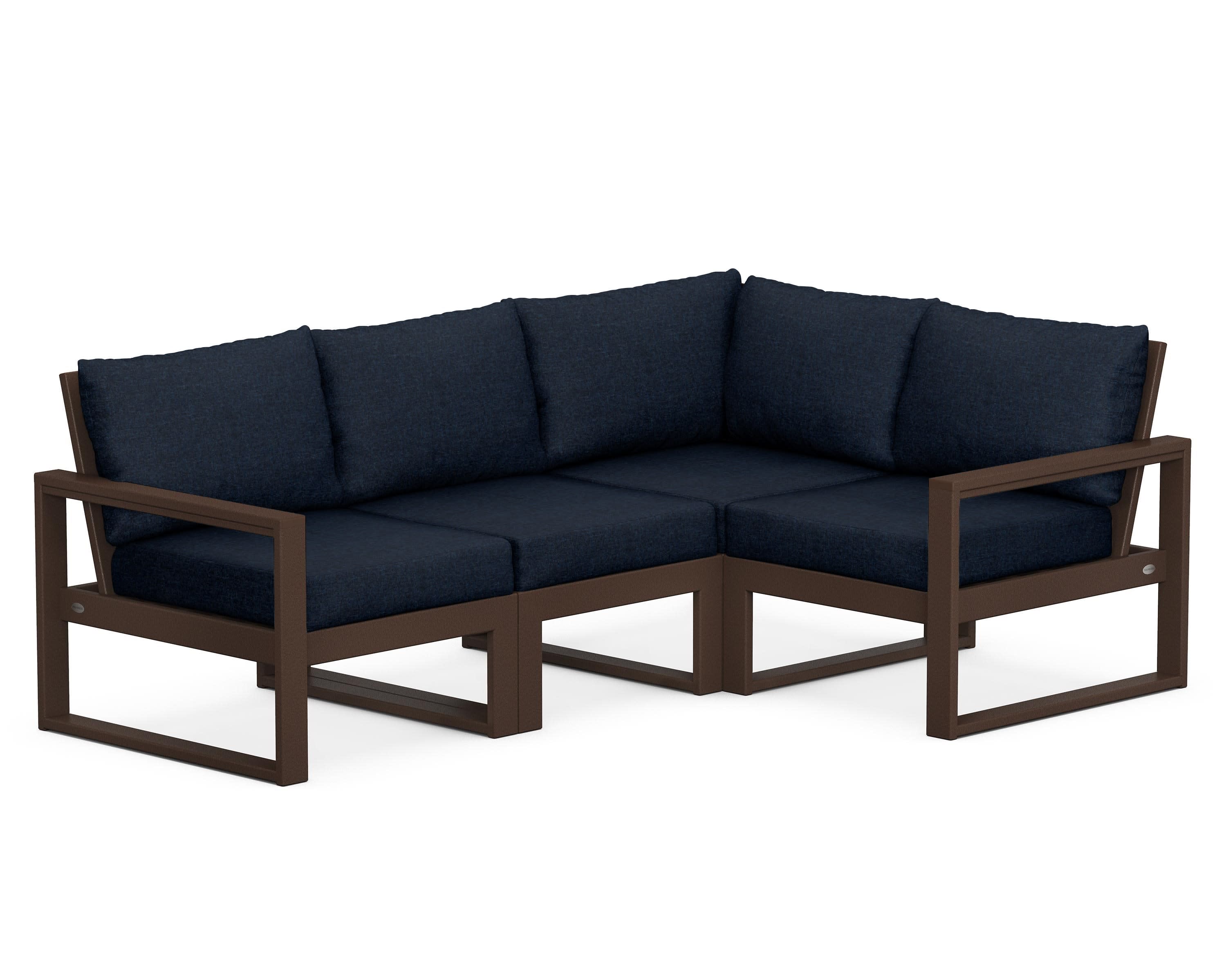 EDGE 4-Piece Modular Deep Seating Set in Mahogany / Marine Indigo