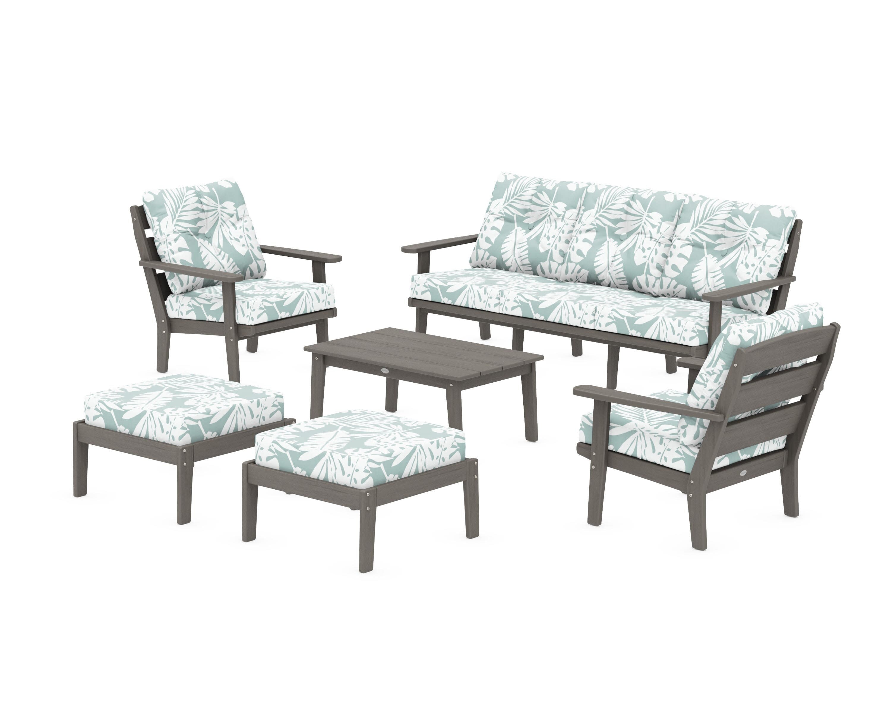 Lakeside 6-Piece Lounge Sofa Set in Driftwood / Leaf Glacier Spa