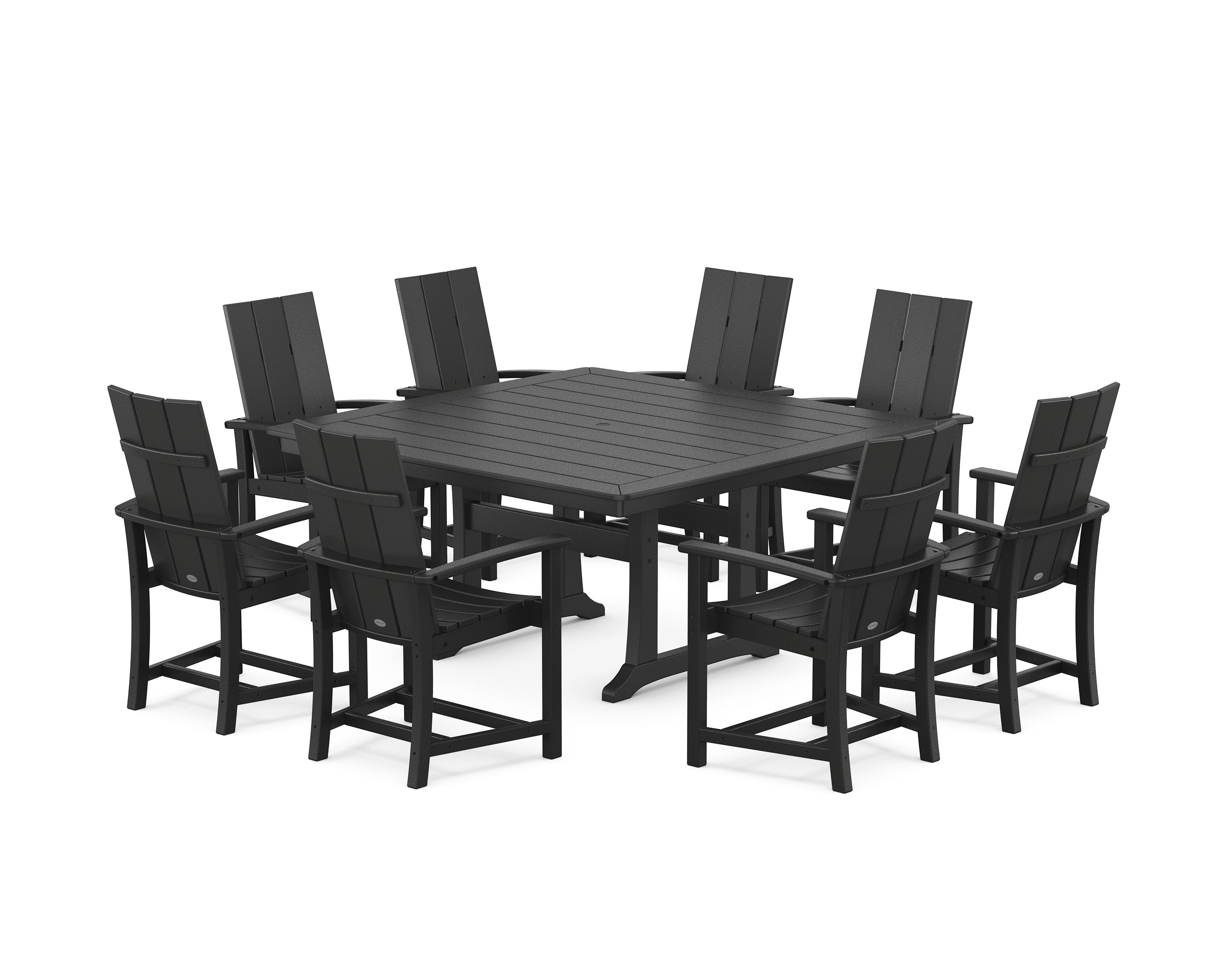 Modern Adirondack 9-Piece Square Dining Set with Trestle Legs in Black