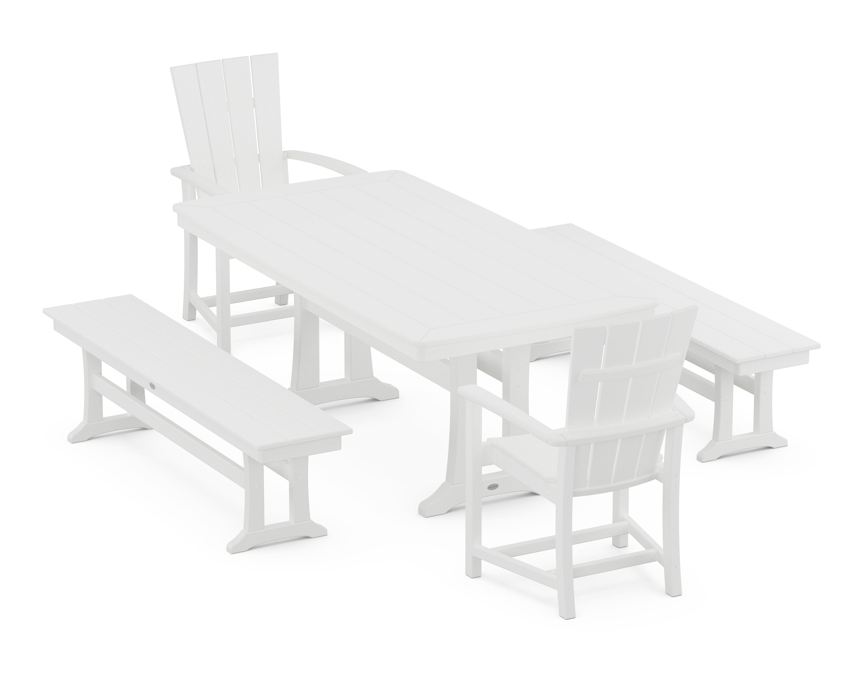 Quattro 5-Piece Dining Set with Trestle Legs in White