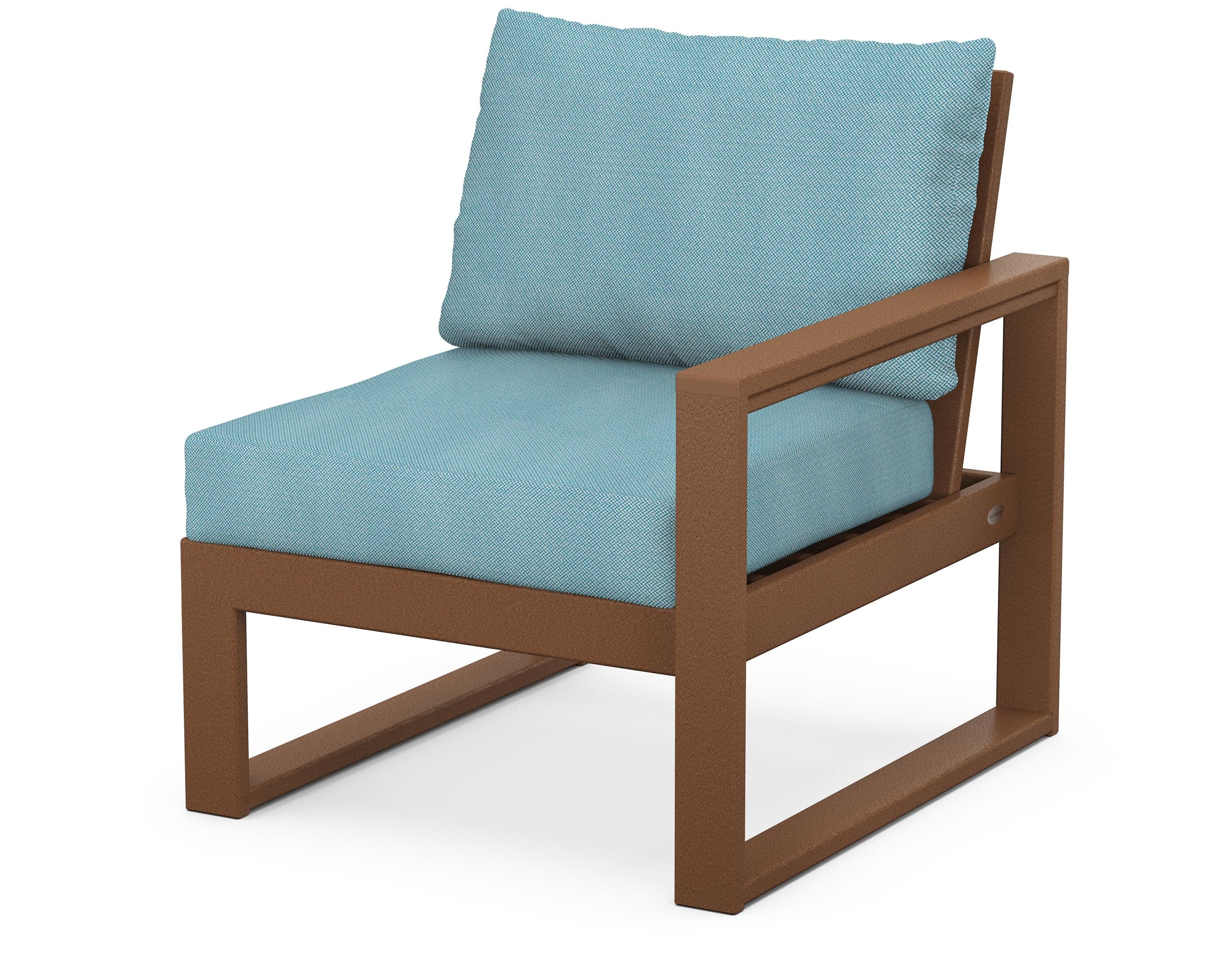 EDGE Modular Right Arm Chair in Teak / Lattice Sky Blue