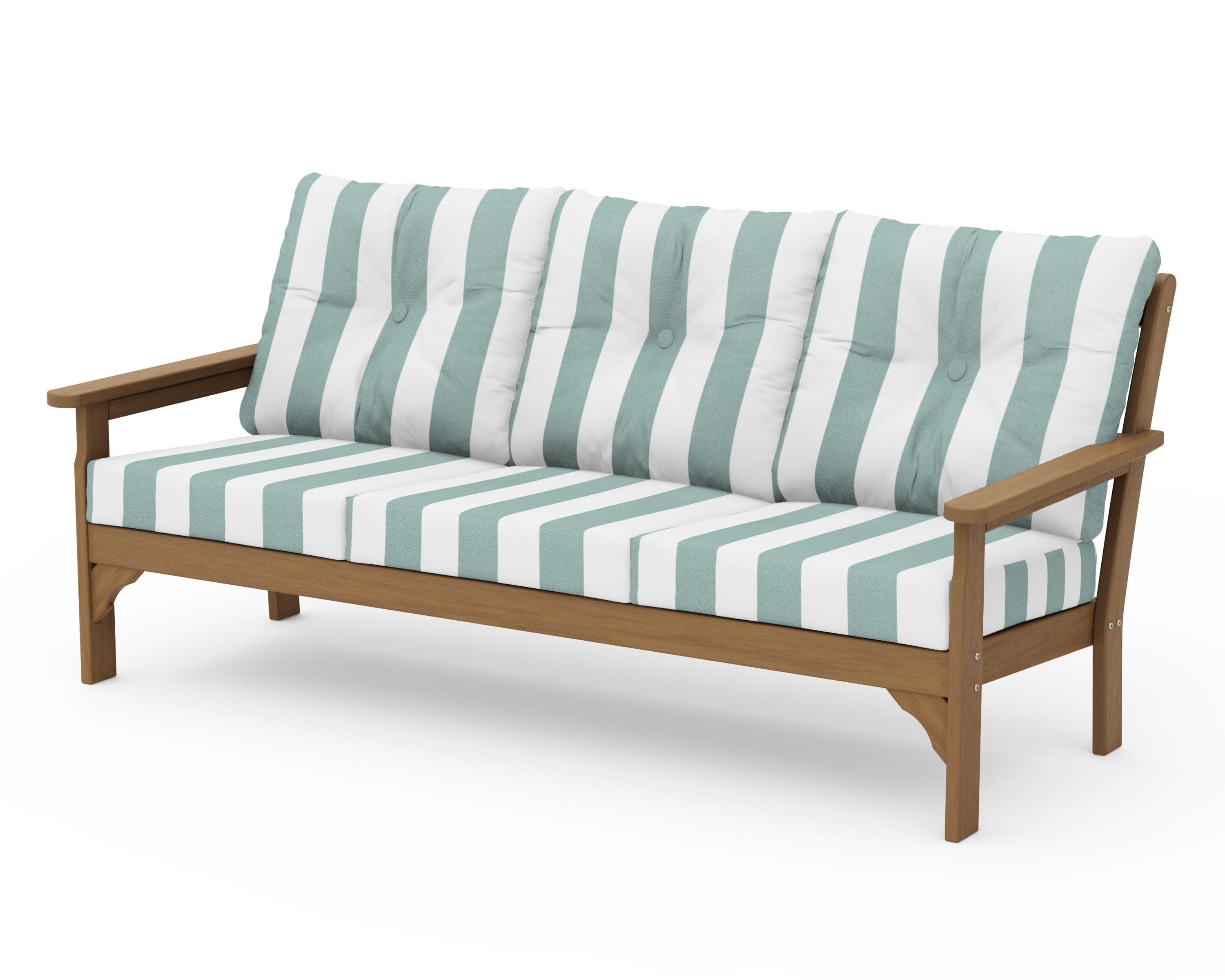 Vineyard Deep Seating Sofa in Natural / Cabana Stripe Glacier Spa