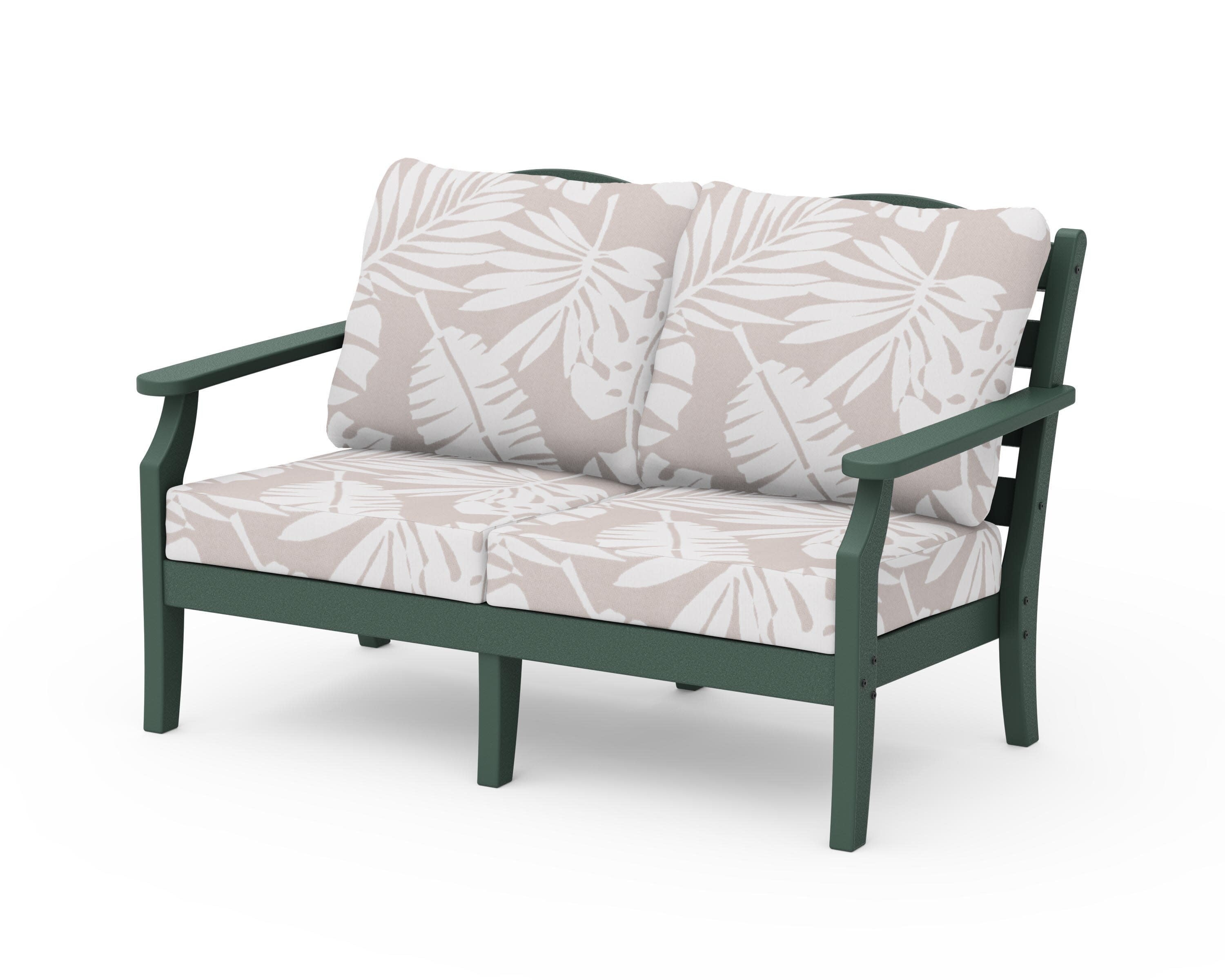 Savannah Deep Seating Loveseat in Green / Leaf Dune Burlap