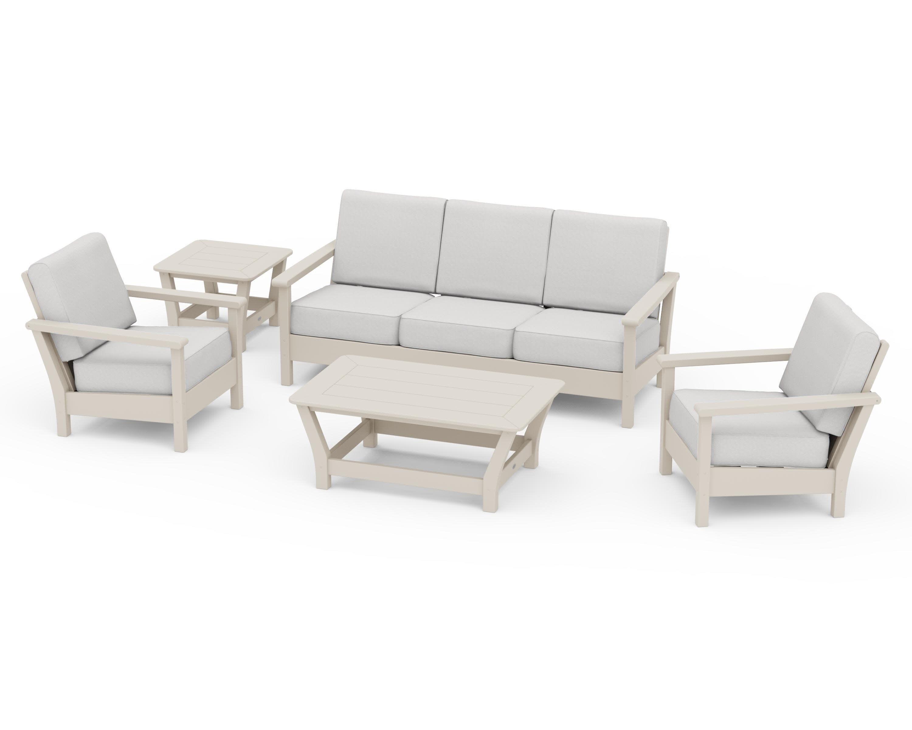 Harbour 5-Piece Deep Seating Set in Sand / Diamond in the Rough