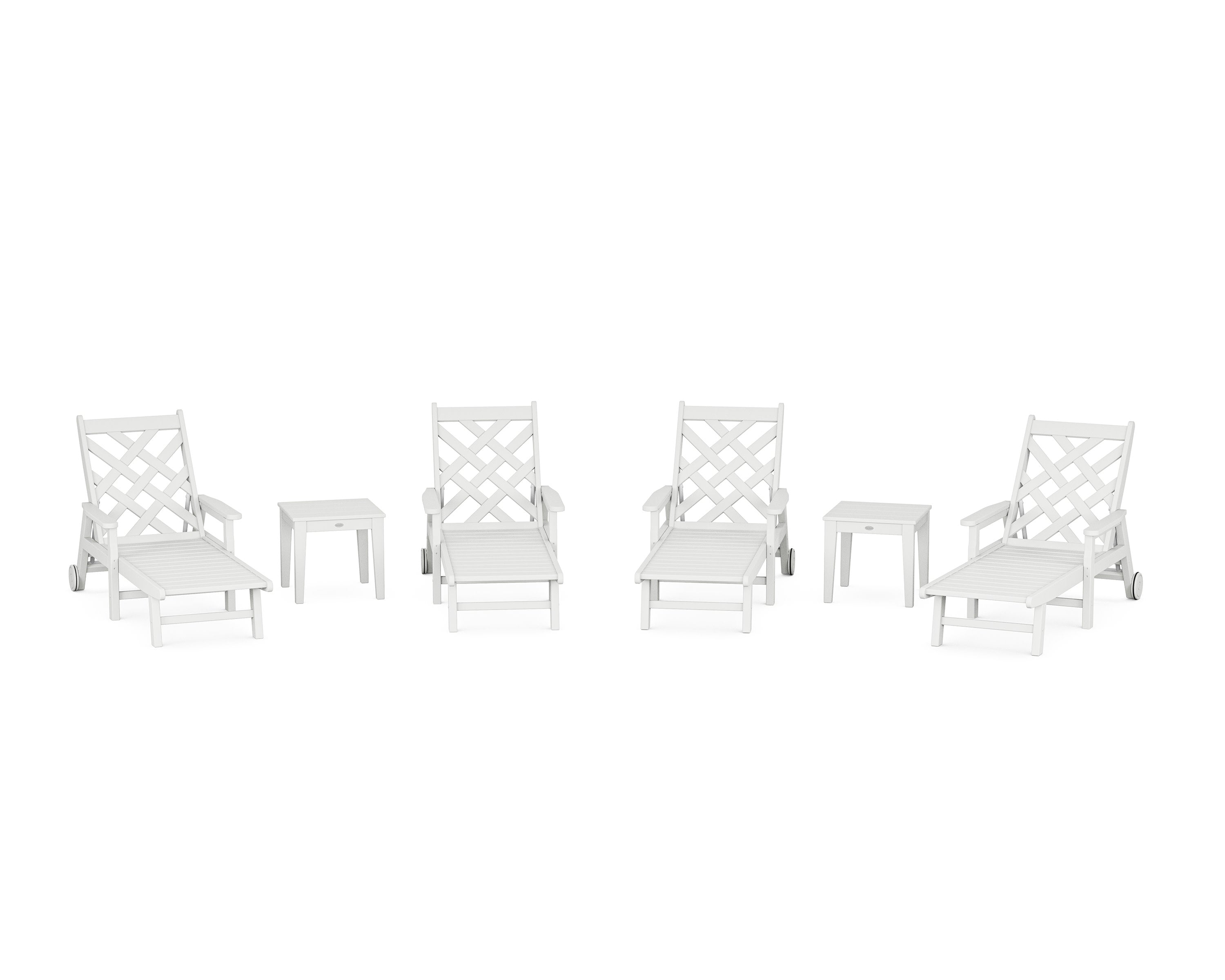 Wovendale 6-Piece Chaise Set with Arms and Wheels in White
