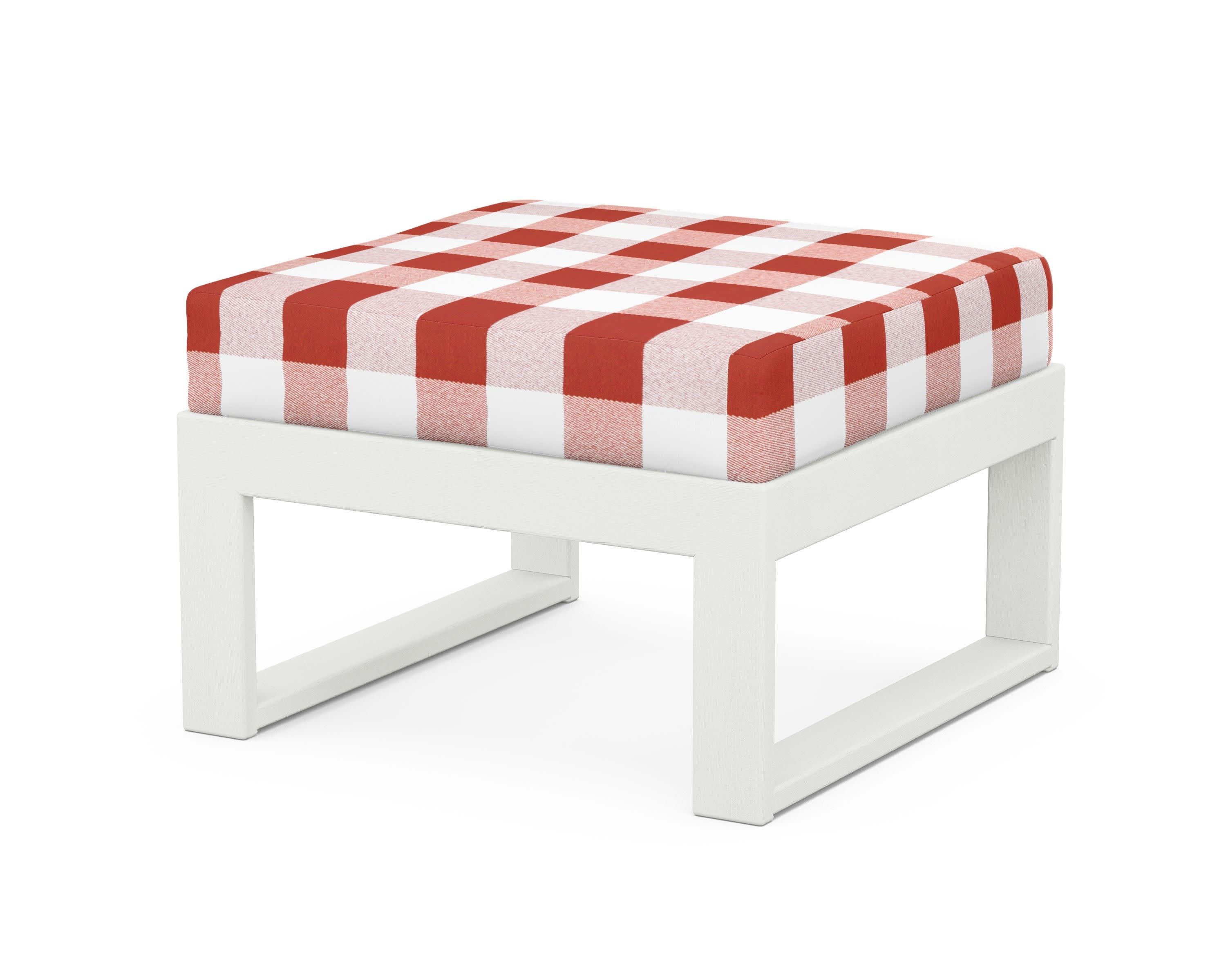Modular Ottoman - Modern in Vintage White / Buffalo Plaid Crimson