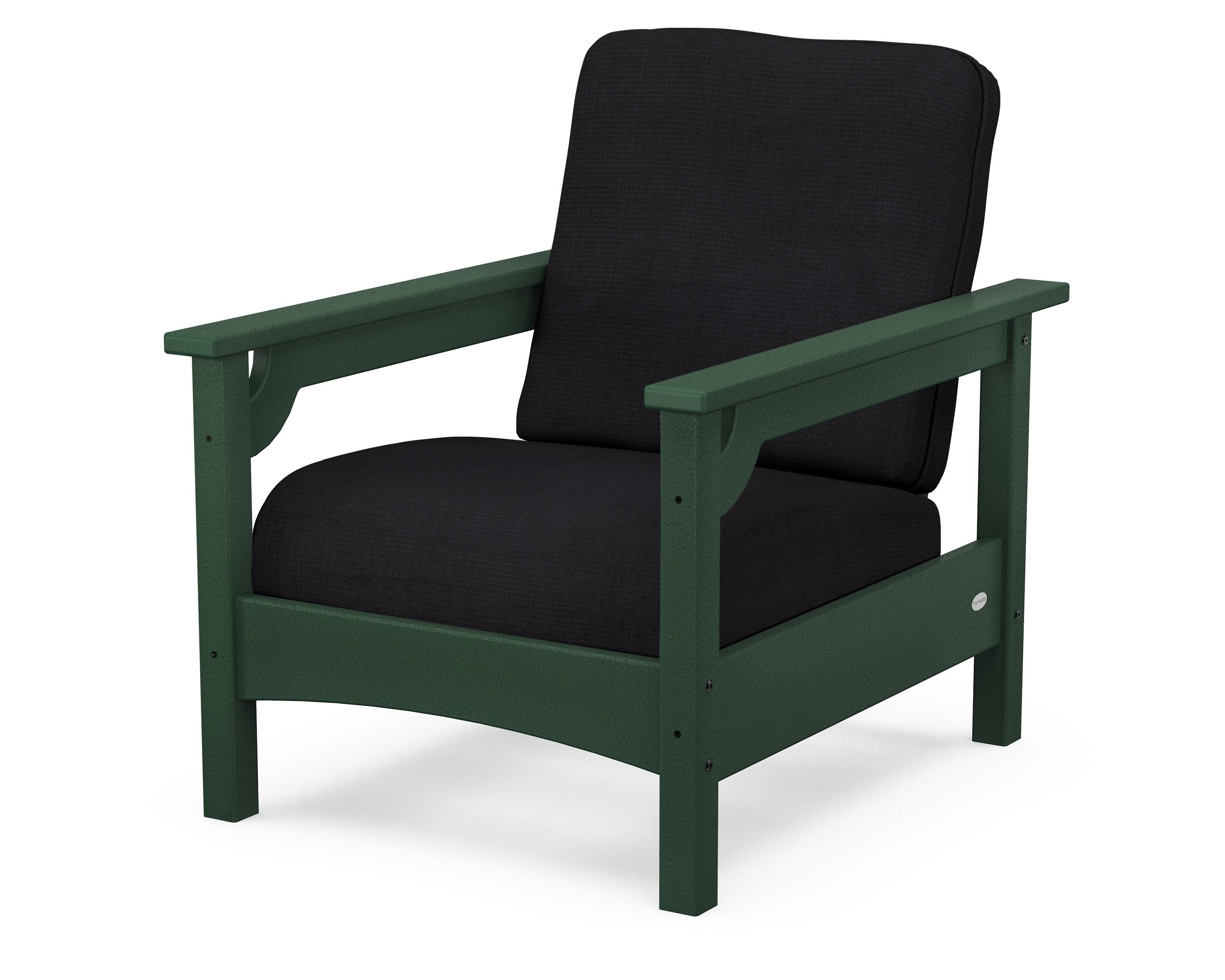 Club Chair in Green / Midnight Linen
