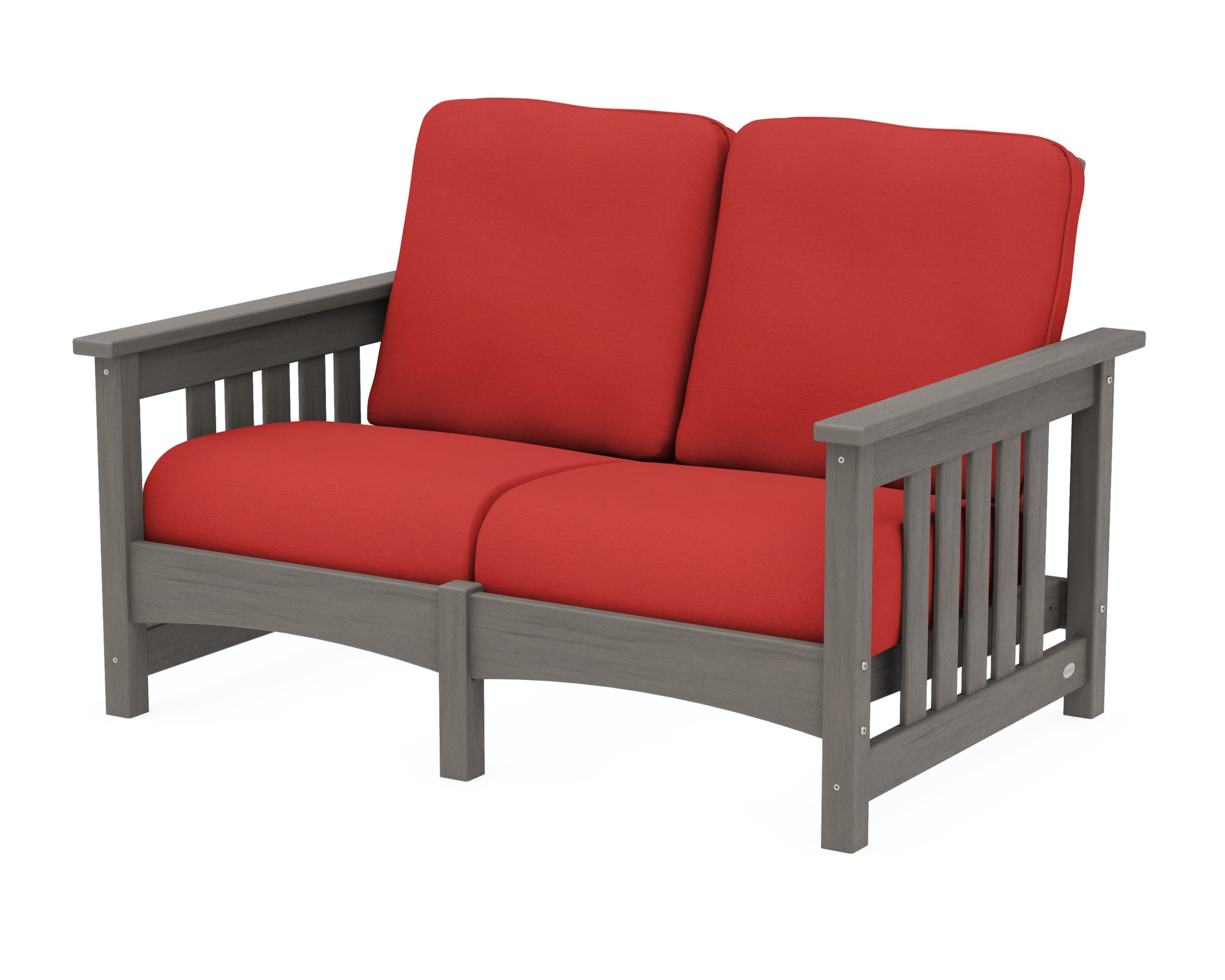 Club Mission Loveseat in Driftwood / Crimson Linen