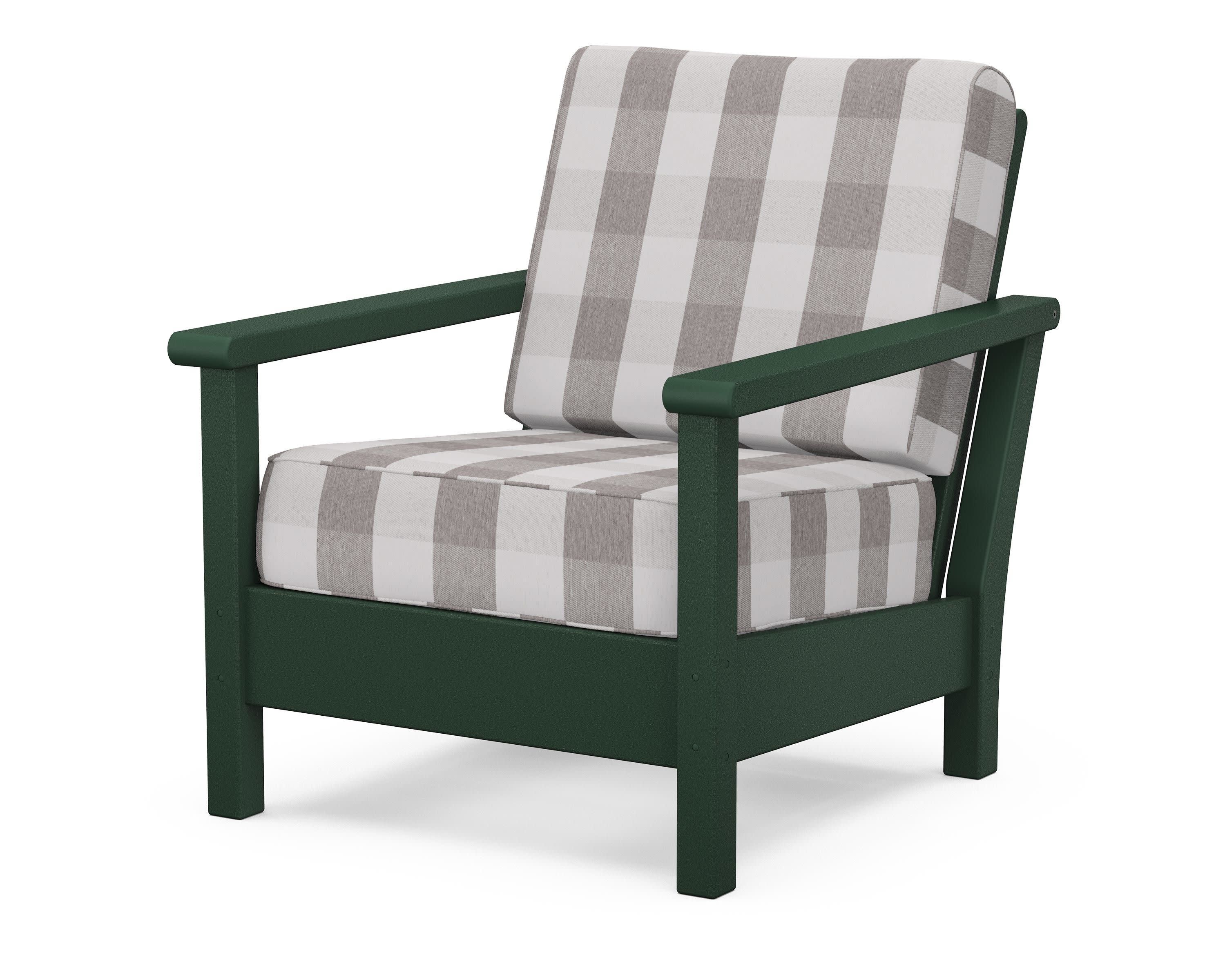 Harbour Deep Seating Chair in Green / Buffalo Plaid Grey Mist