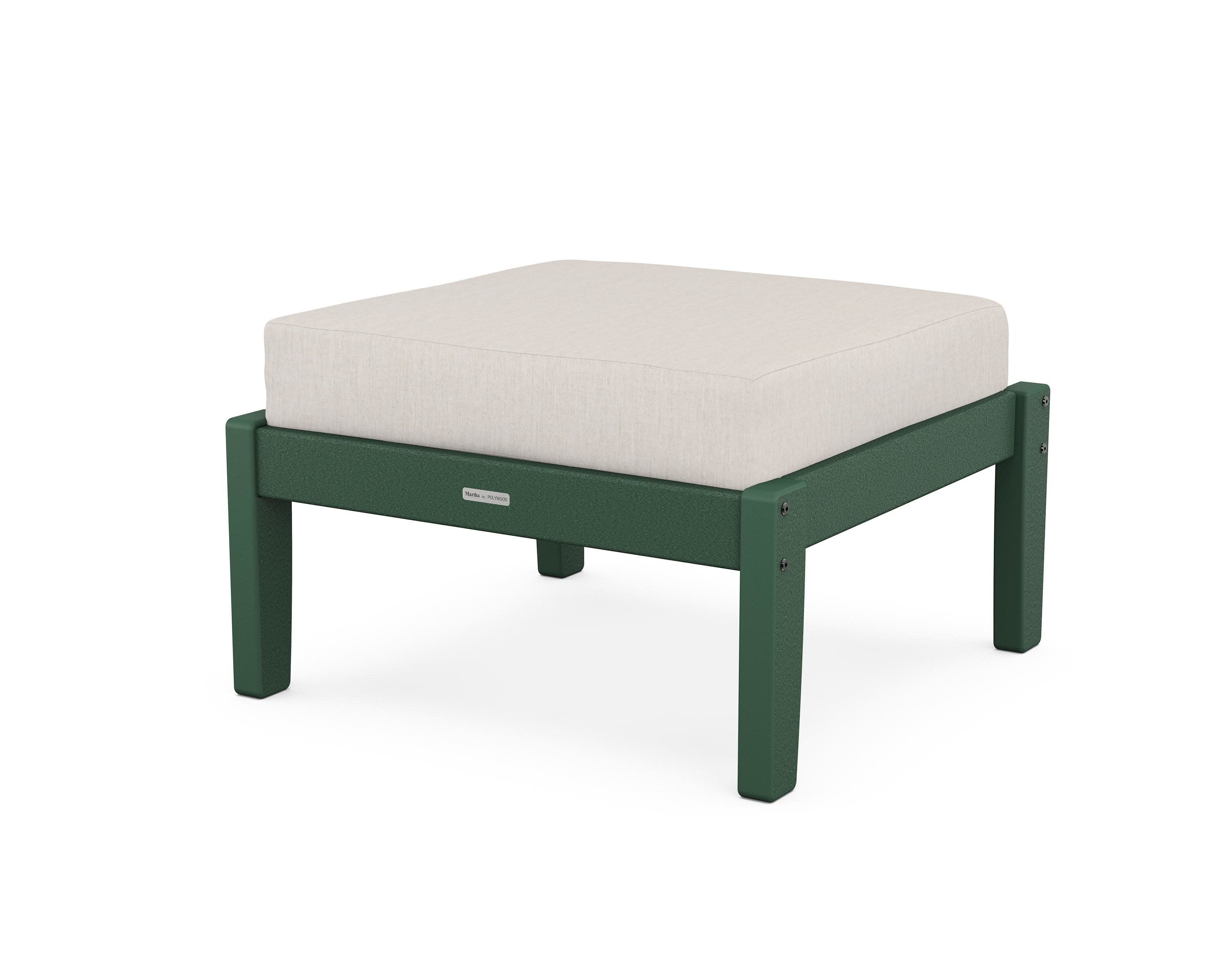 Chinoiserie Deep Seating Ottoman in Green / Cast Ash