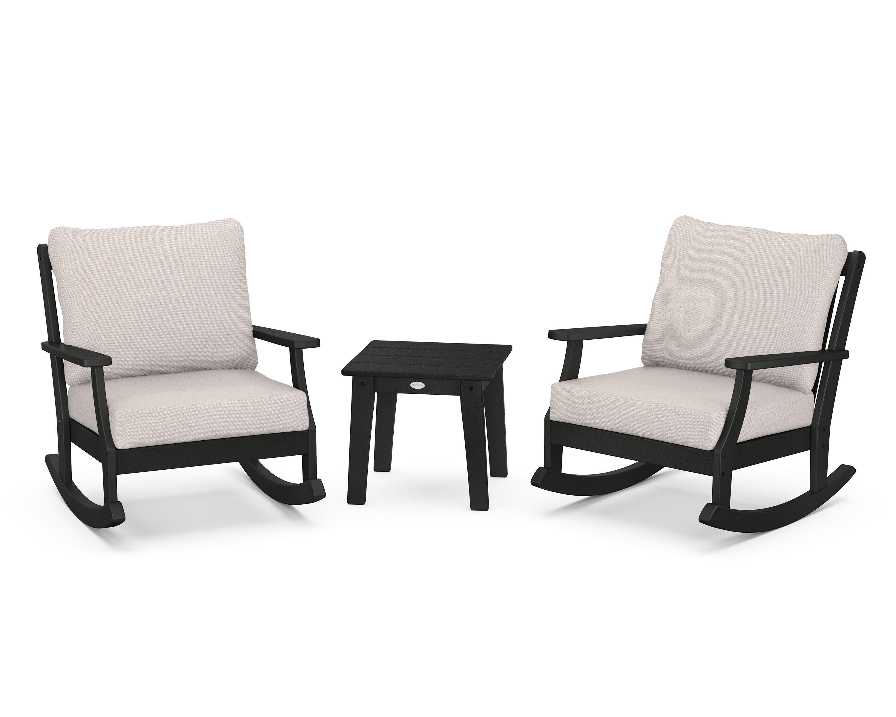 Braxton 3-Piece Deep Seating Rocker Set in Black / Dune Burlap