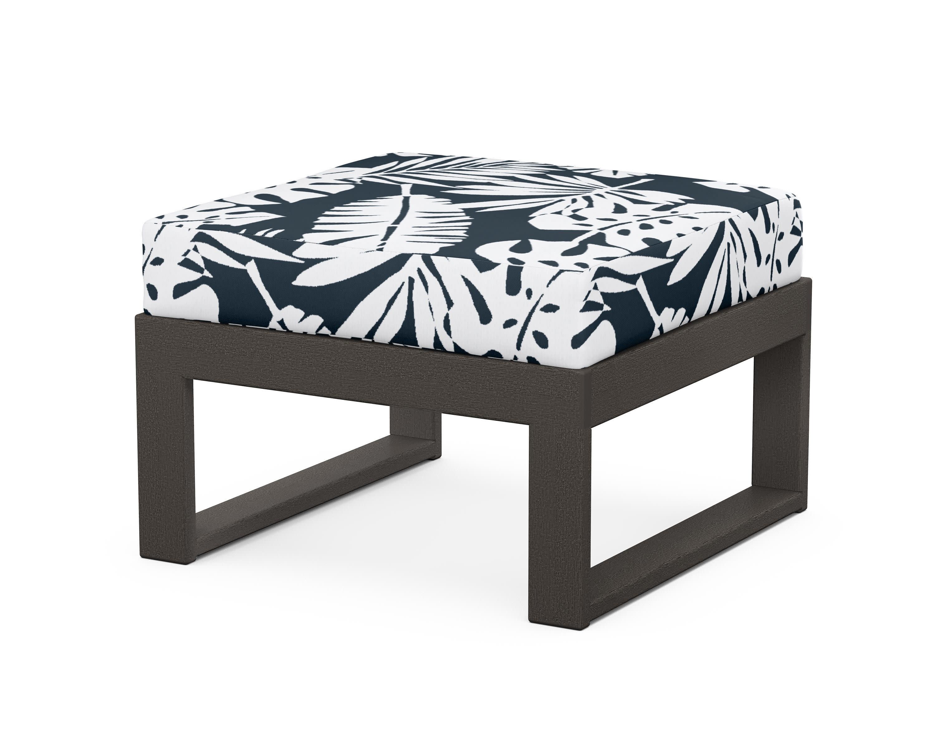 Modular Ottoman - Modern in Vintage Coffee / Leaf Marine Indigo