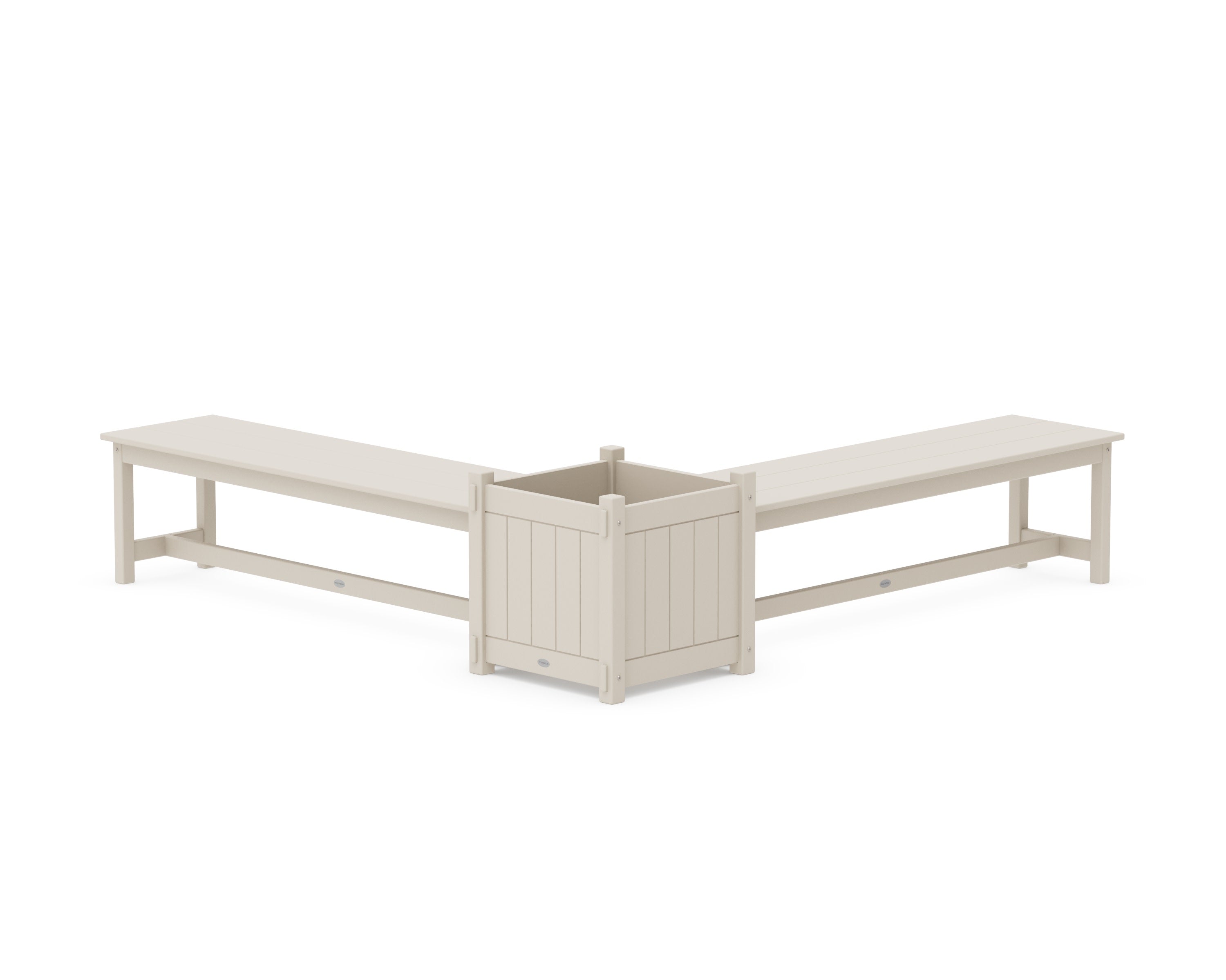 60" Vineyard L- Shaped Planter Bench Set- Large in Sand