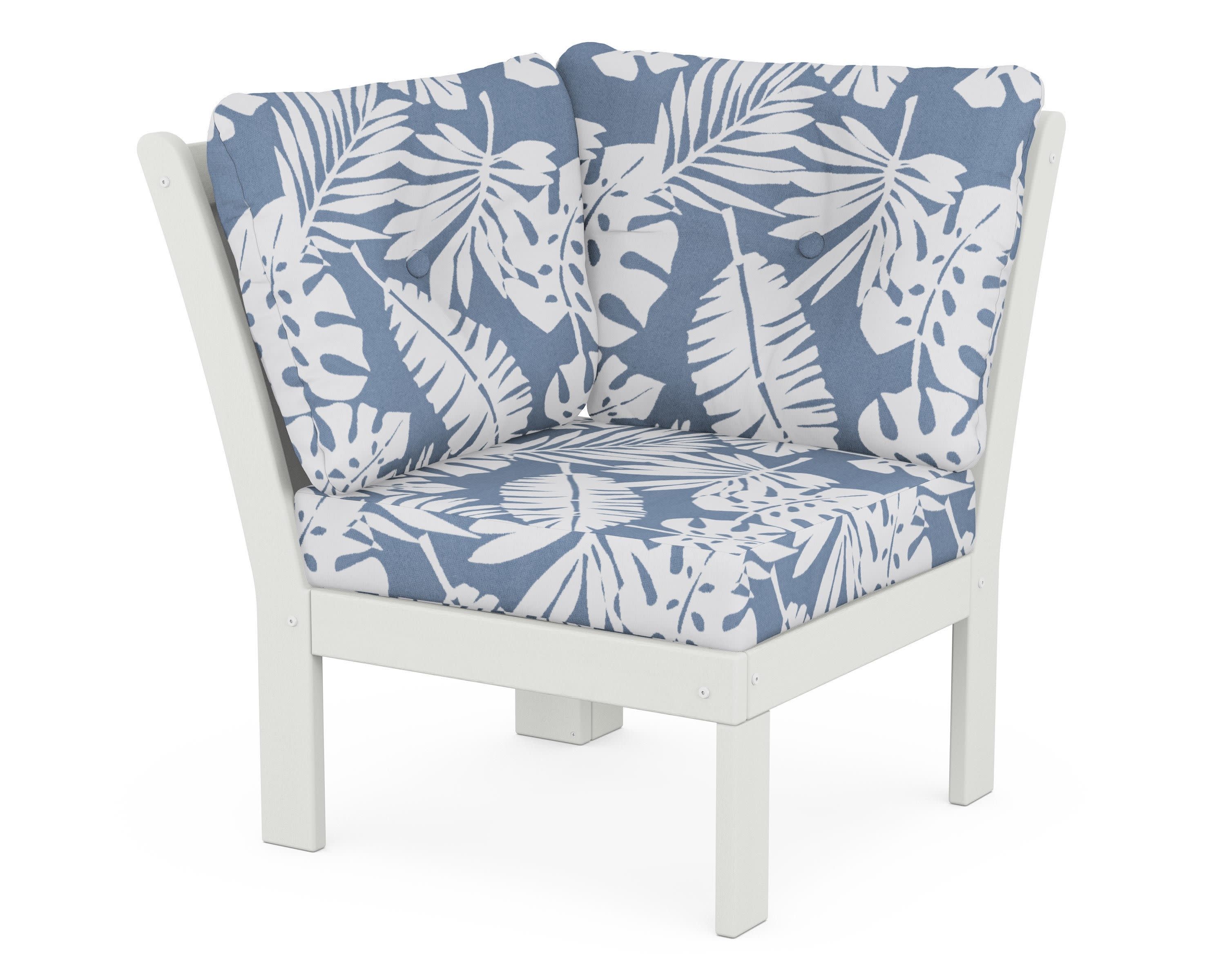 Vineyard Modular Corner Chair in Vintage White / Leaf Sky Blue
