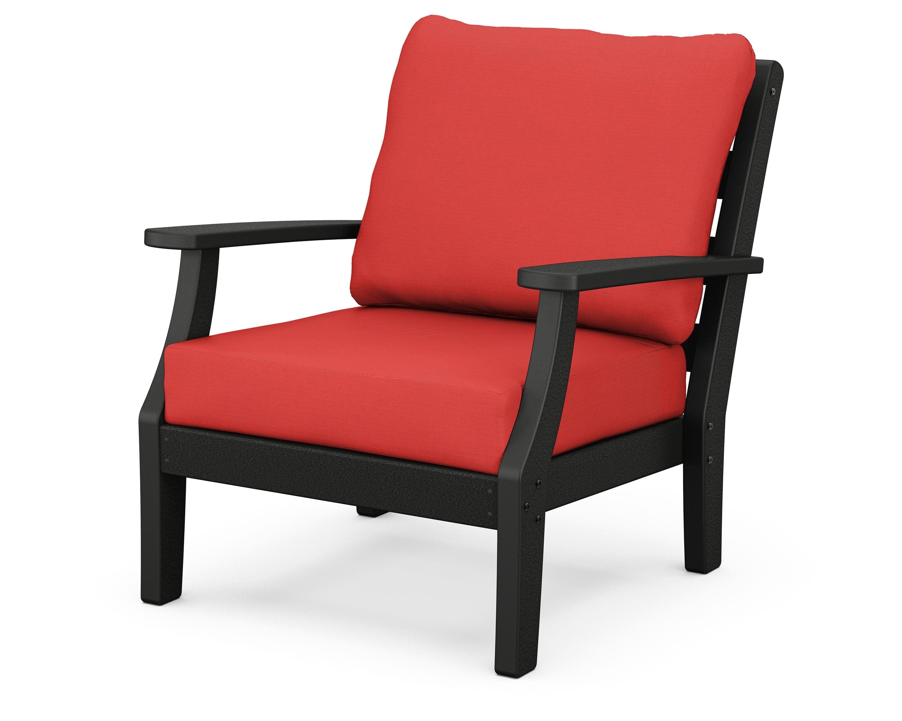 Chesapeake Deep Seating Chair in Black / Crimson Linen