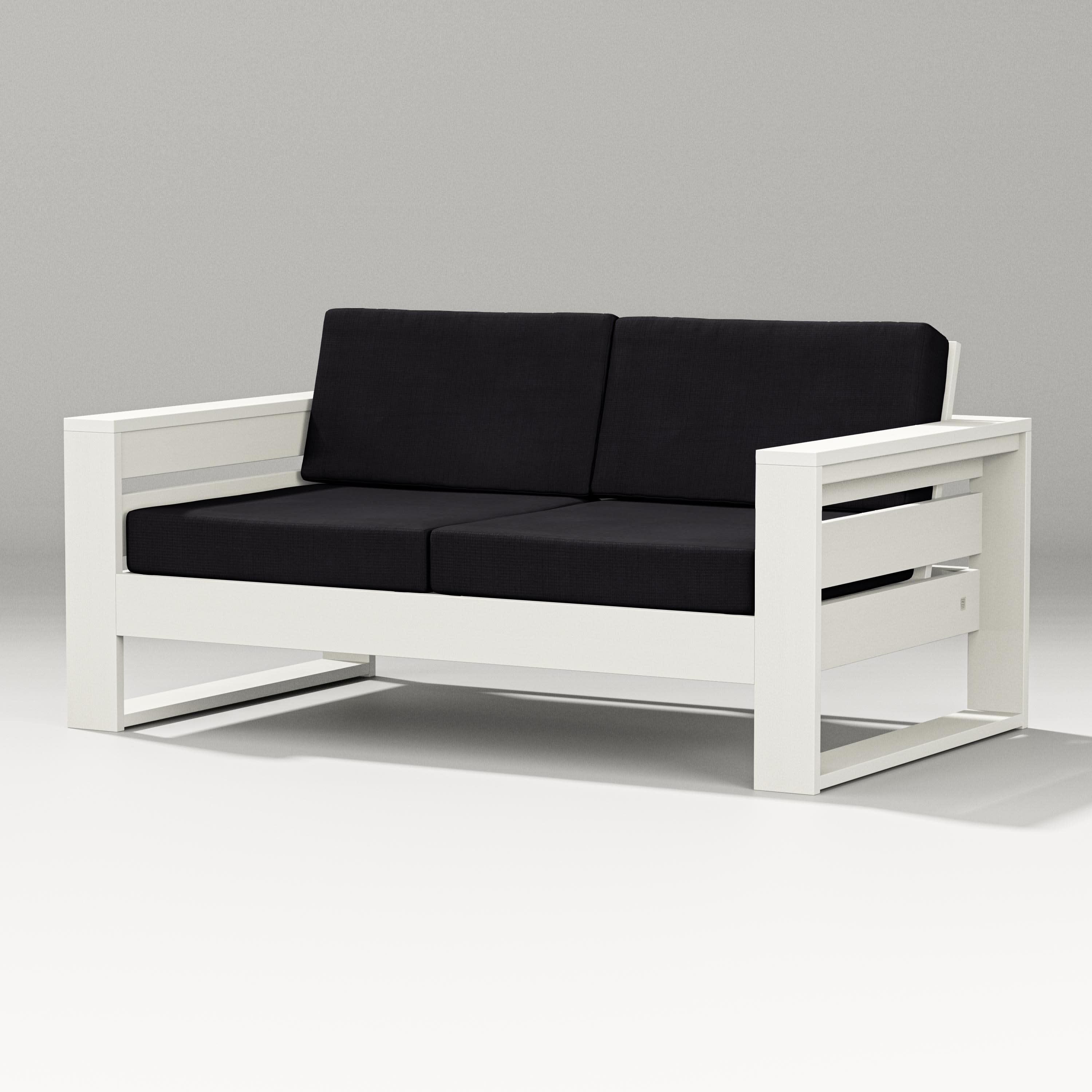 Latitude Loveseat in Vintage White / Midnight Linen