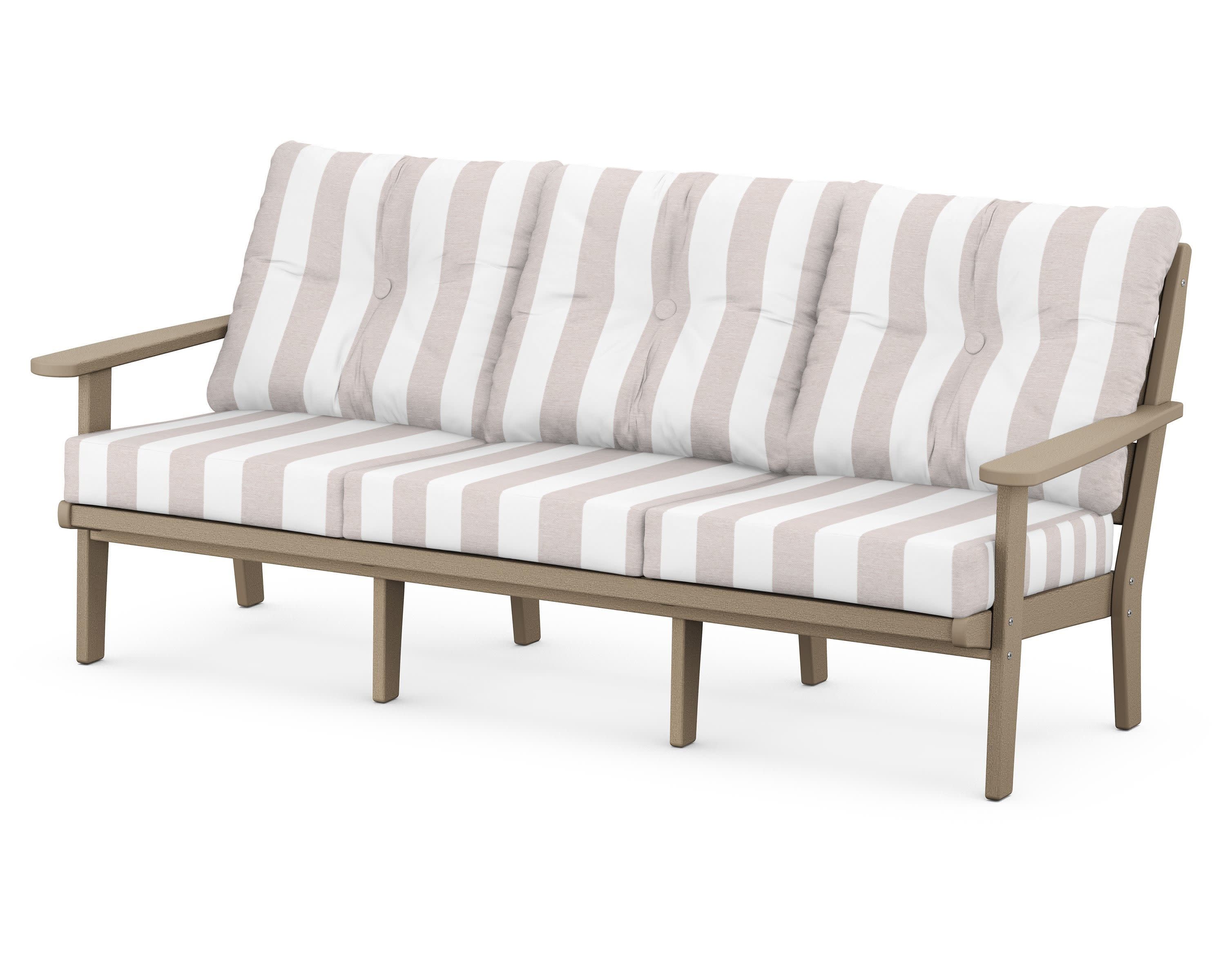Lakeside Deep Seating Sofa in Vintage Sahara / Cabana Stripe Dune Burlap