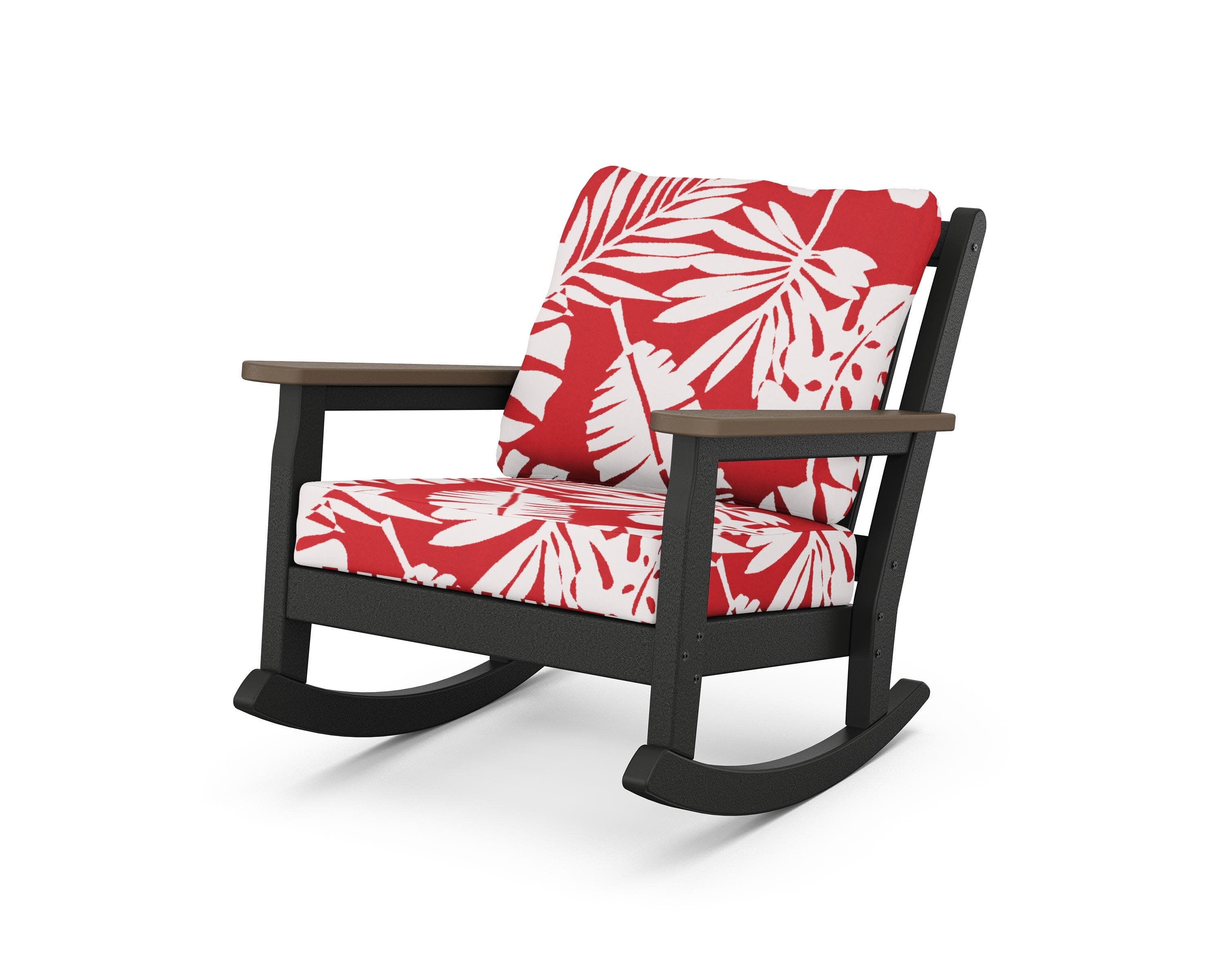 Chippendale Deep Seating Rocking Chair in Black / Kona / Leaf Crimson