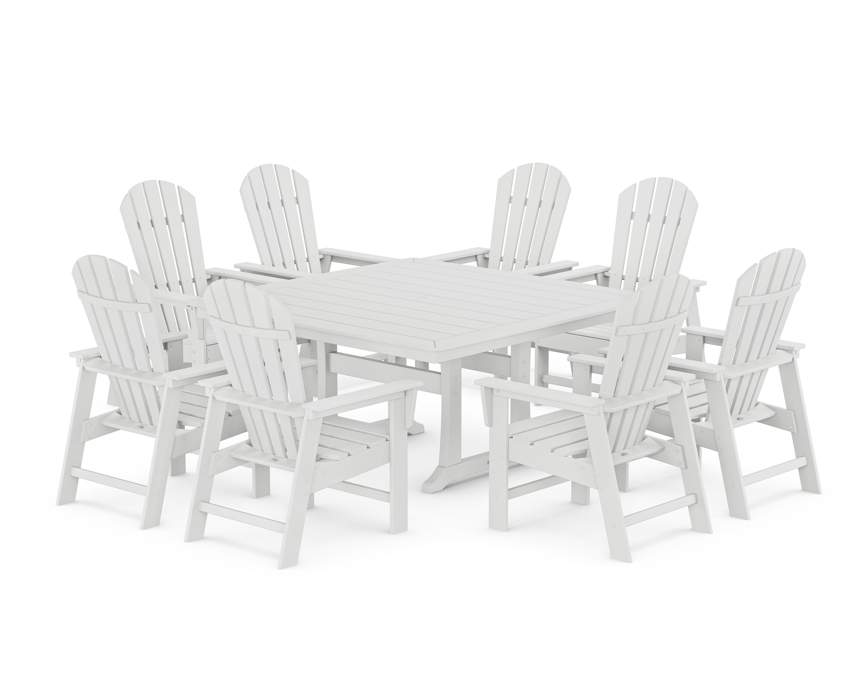 South Beach 9-Piece Square Dining Set with Trestle Legs in White