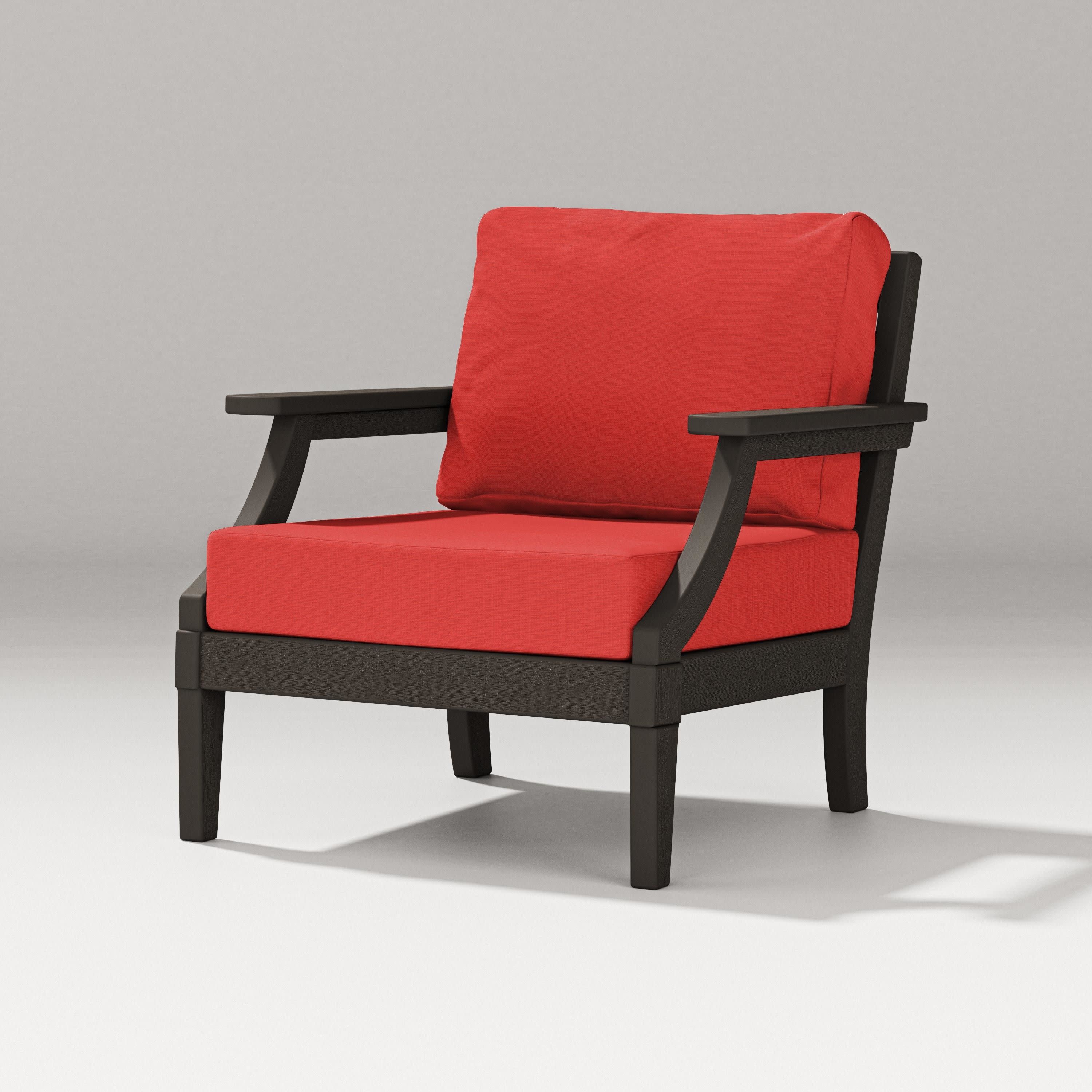 Estate Lounge Chair in Vintage Coffee / Crimson Linen