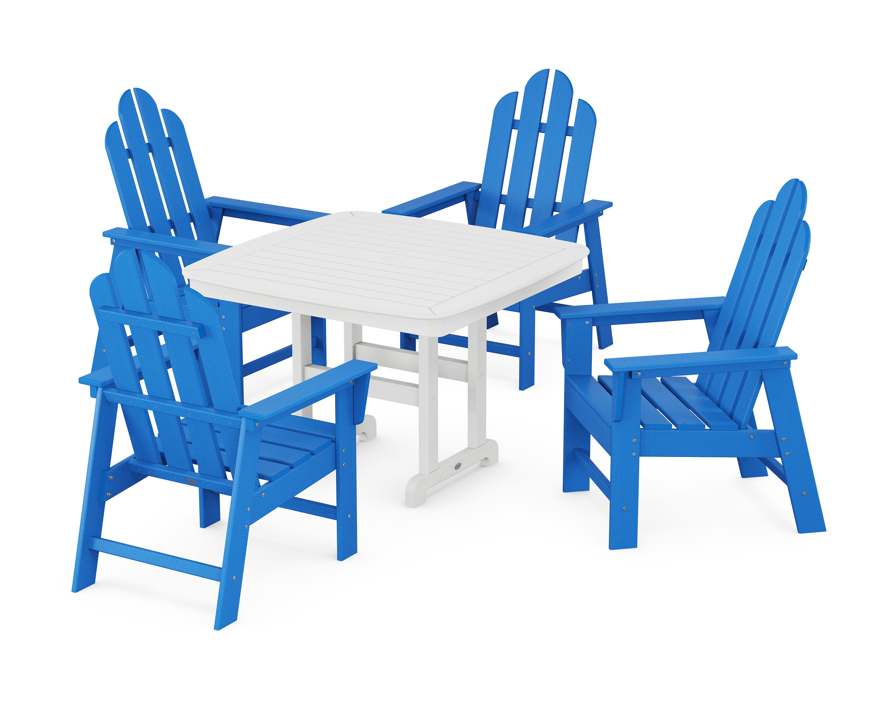 Long Island 5-Piece Dining Set with Trestle Legs in Pacific Blue / White