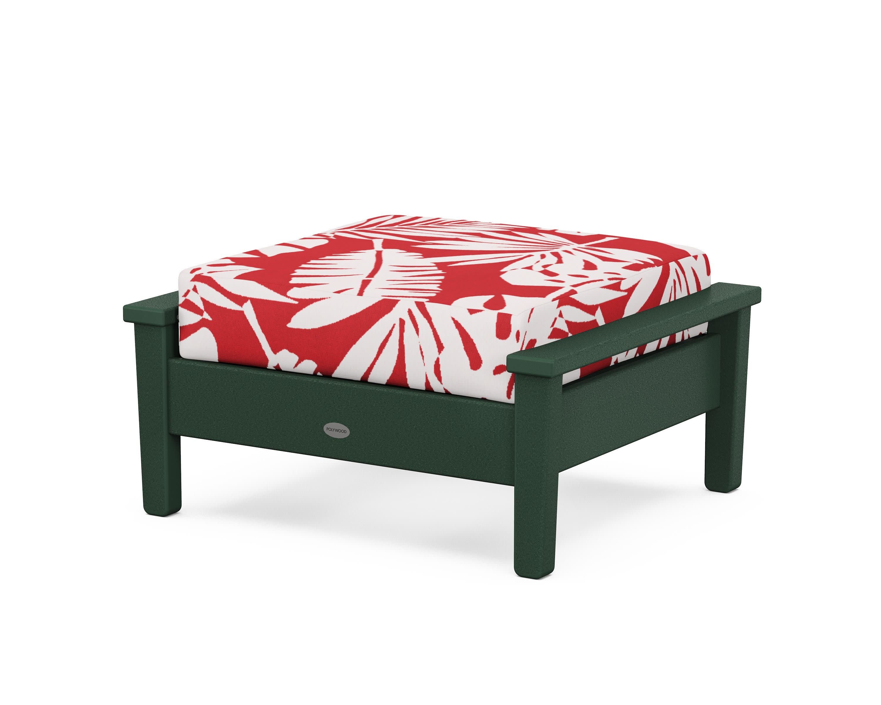 Prescott Deep Seating Ottoman in Green / Leaf Crimson