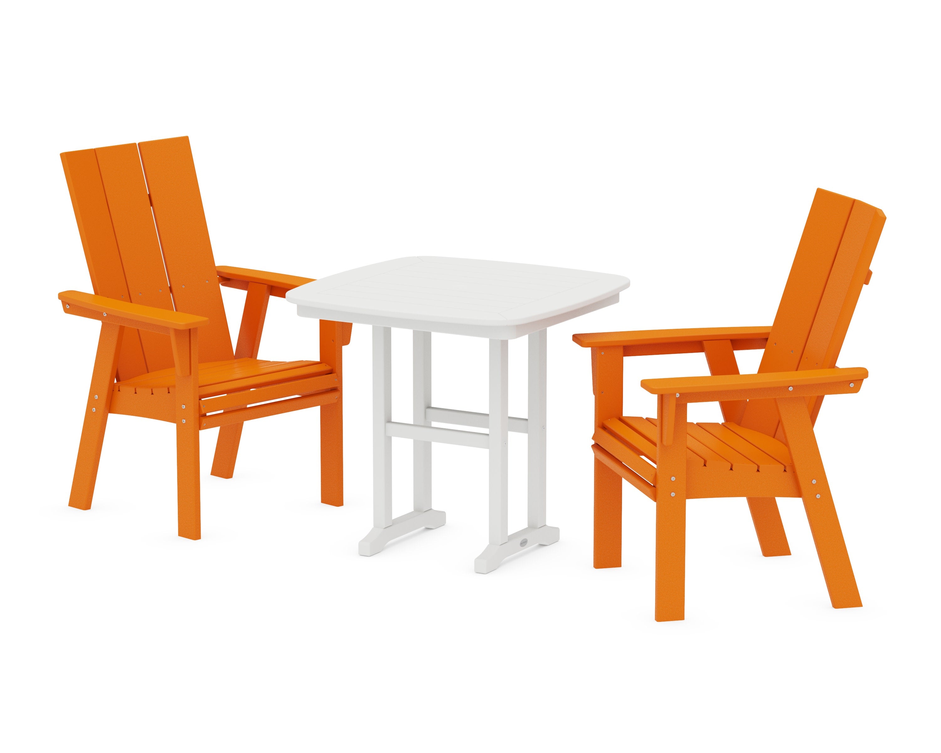Modern Adirondack 3-Piece Dining Set in Tangerine / White