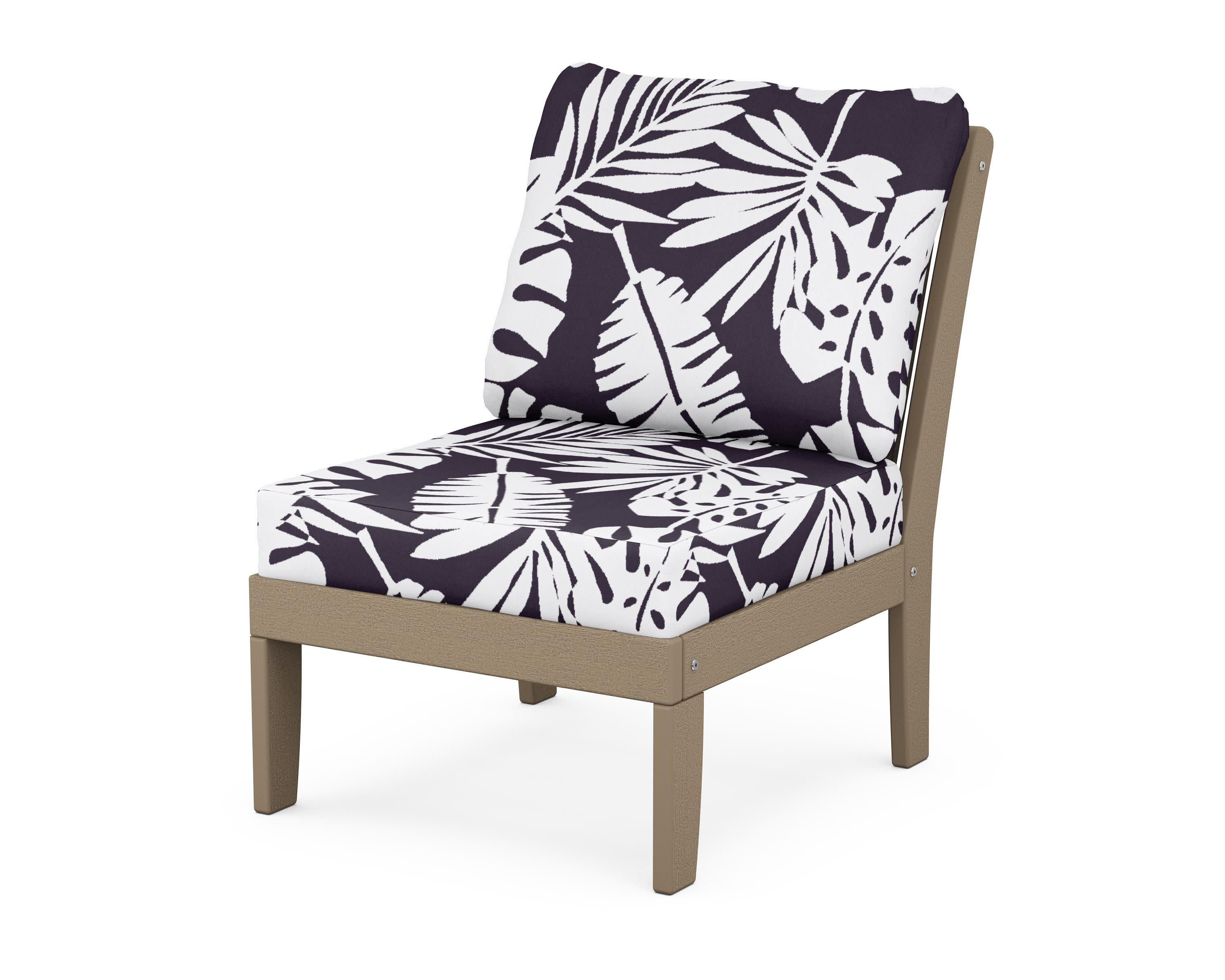 Braxton Modular Armless Chair in Vintage Sahara / Leaf Navy
