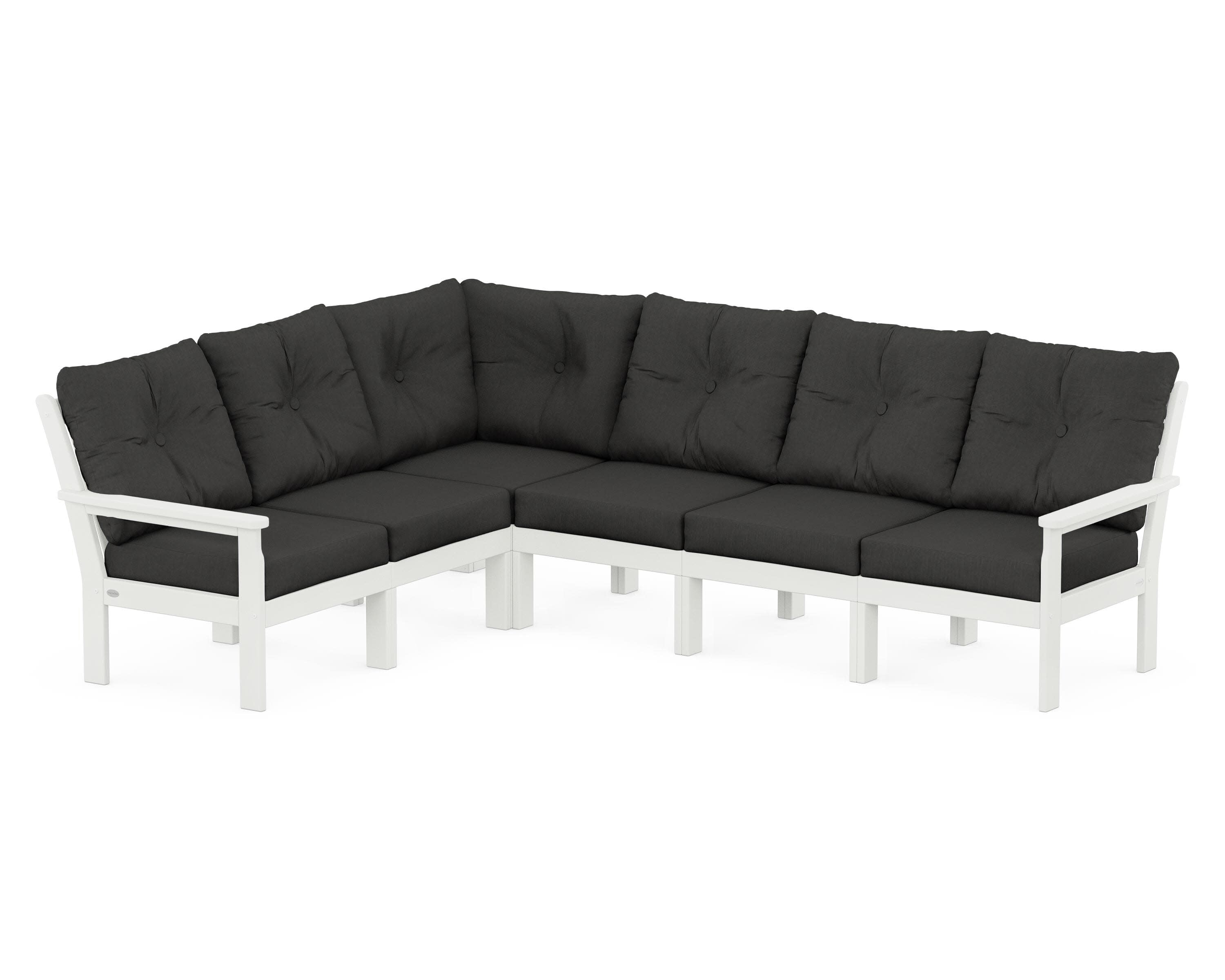 Vineyard 6-Piece Sectional in Vintage White / Spectrum Carbon