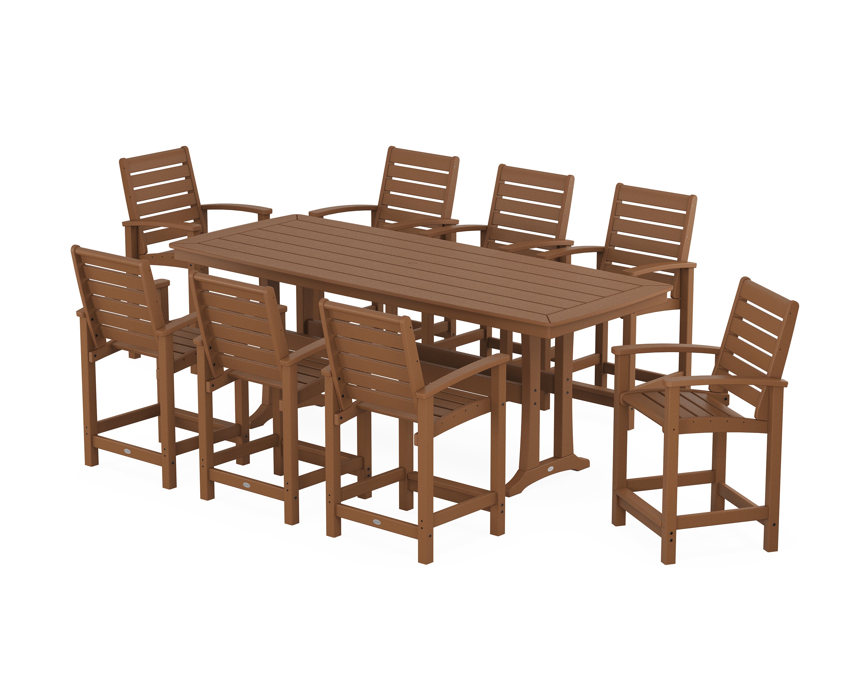 Signature 9-Piece Counter Set with Trestle Legs in Teak