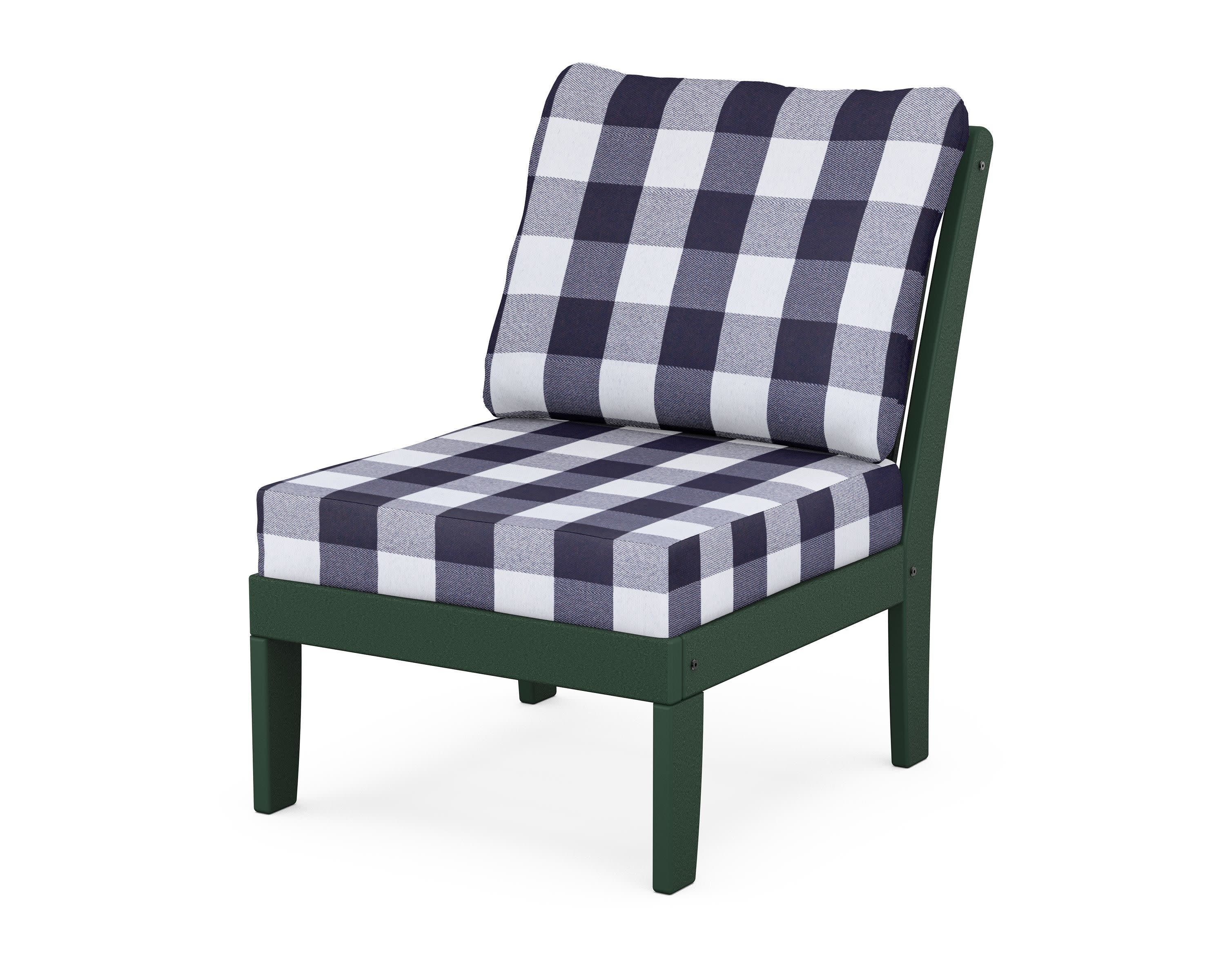 Braxton Modular Armless Chair in Green / Buffalo Plaid Navy